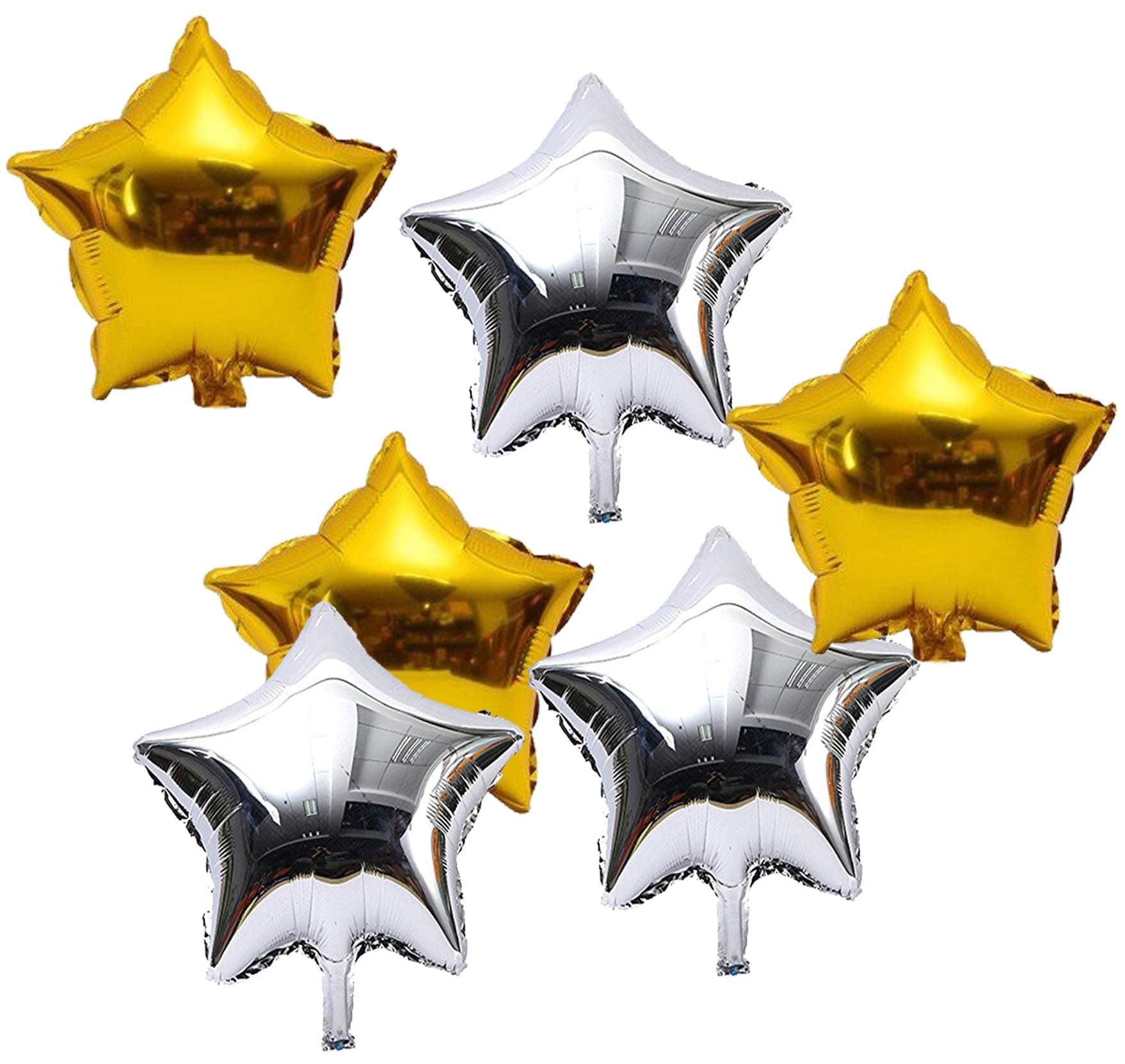 Masti Zone Pack of 6 Golden Silver Colour Star Shape 18" foil Balloons Christmas, New Year,Birthday Valentines Day thumbnail 2