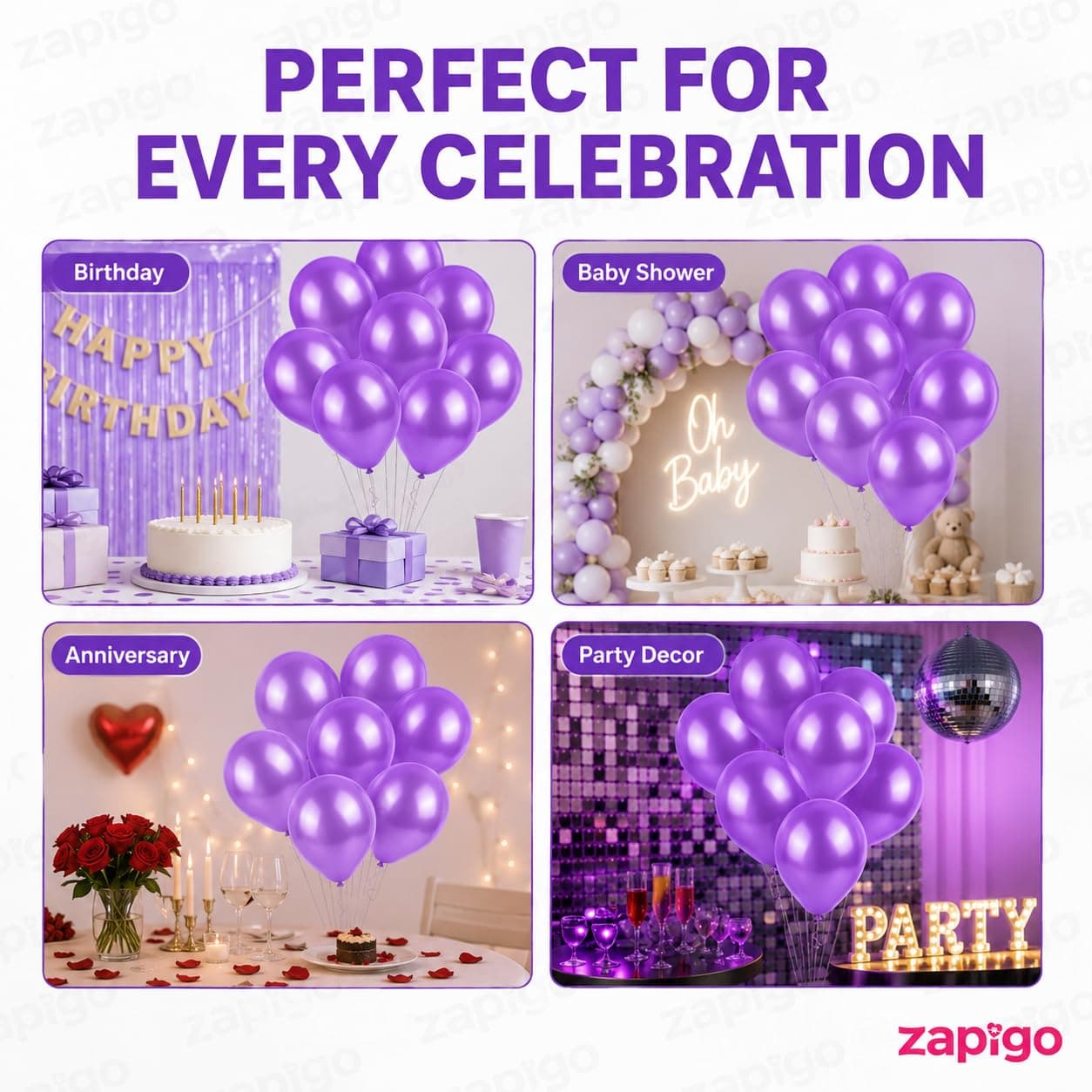Balloonistics 10 Inch (Pack Of 50) Balloons for Birthday Decoration, Decoration for Weddings, Engagement, Baby Shower, 1st Birthday, Anniversary Party, Birthday Party supplies (Purple) thumbnail 4
