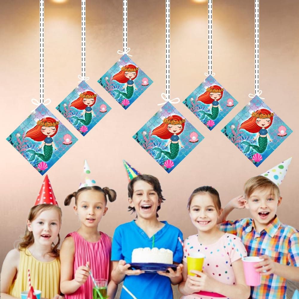 Balloonistics Mermaid Party Decorations Hanging Decor Double-Sided Cardstock Room Decor with Ribbons Under the Sea Birthday Supplies (Hangings - Pack of 12) thumbnail 4