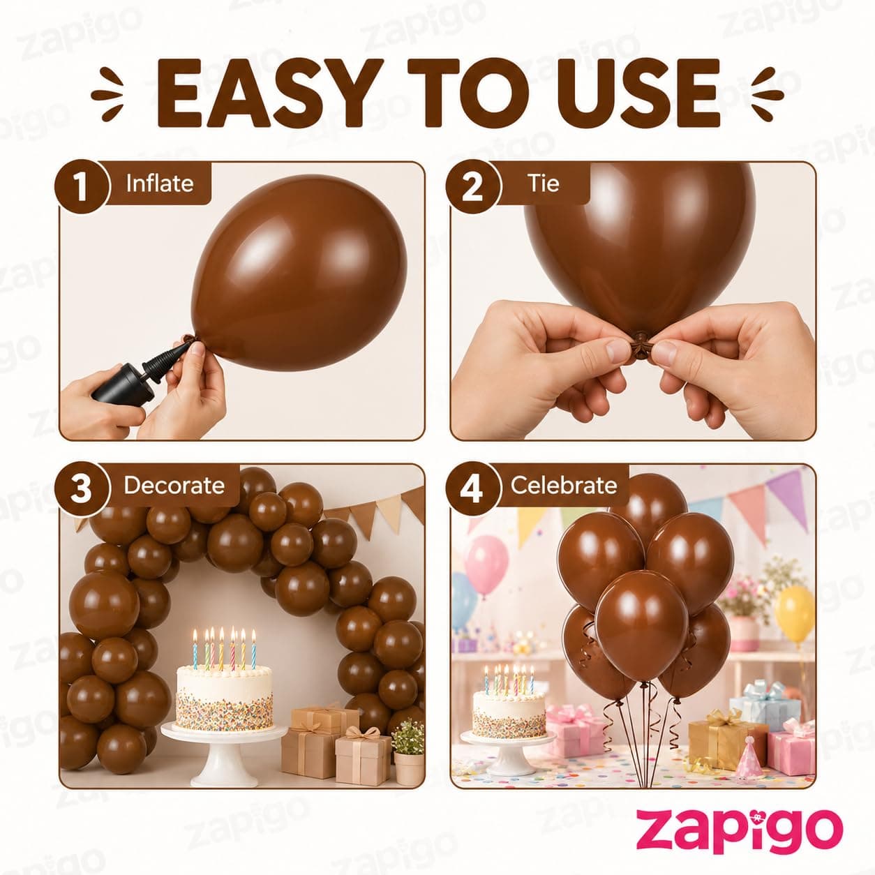 Balloonistics 25-Pack Brown Latex Balloons – Solid Colour Balloons for Chocolate Theme, Safari Party, Autumn & Earthy Celebration Decoration thumbnail 8