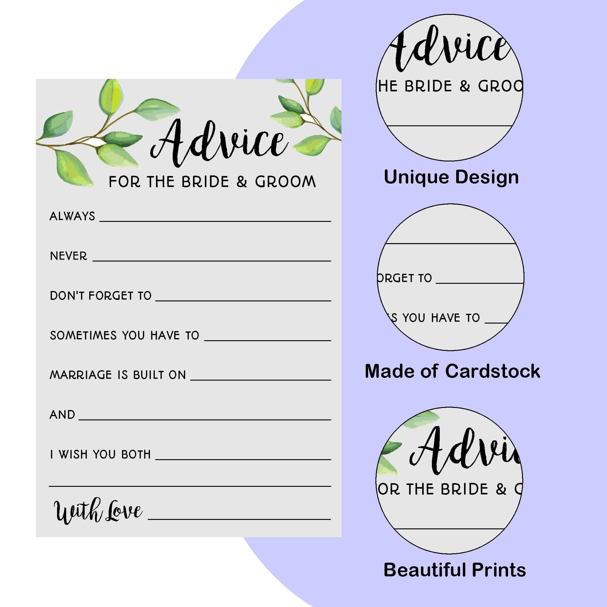 Balloonistics Wedding Advice & Wishes Cards – Pack of 20 – Elegant Botanical Greenery Design – Heartfelt Guest Activity for Bride and Groom – Premium 4x6 Inch Cardstock Engagement & Reception Supplies thumbnail 3