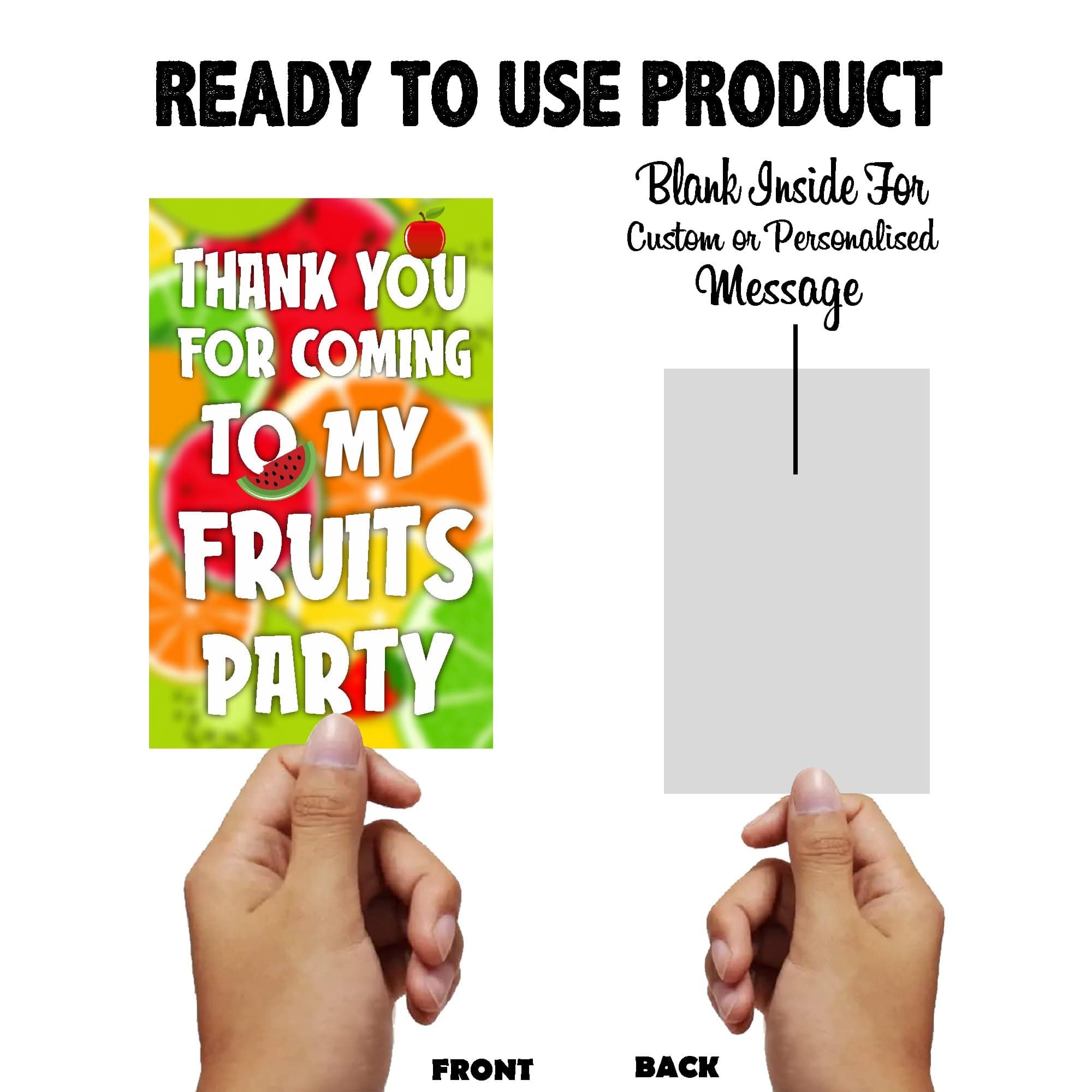 Balloonistics Fruit Theme Thank You Cards - Sweet "Tutti Frutti" Birthday Note Cards for Return Gifts & Party Favors - Premium Cardstock Stationery with Writeable Back - Summer Berry & Citrus Party Supplies (Thank you Cards - Pack of 20) thumbnail 4
