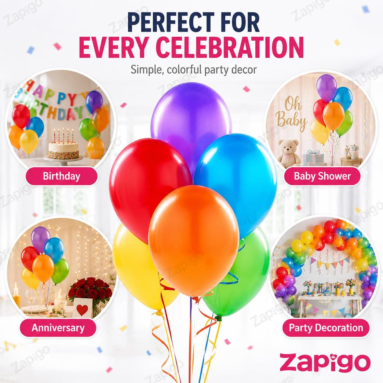 Balloonistics 25-Pack Metallic Pearl Finish Latex Balloons – Multicolour Assorted Shiny Balloons for Birthday, Baby Shower & Colourful Party Decoration thumbnail 5