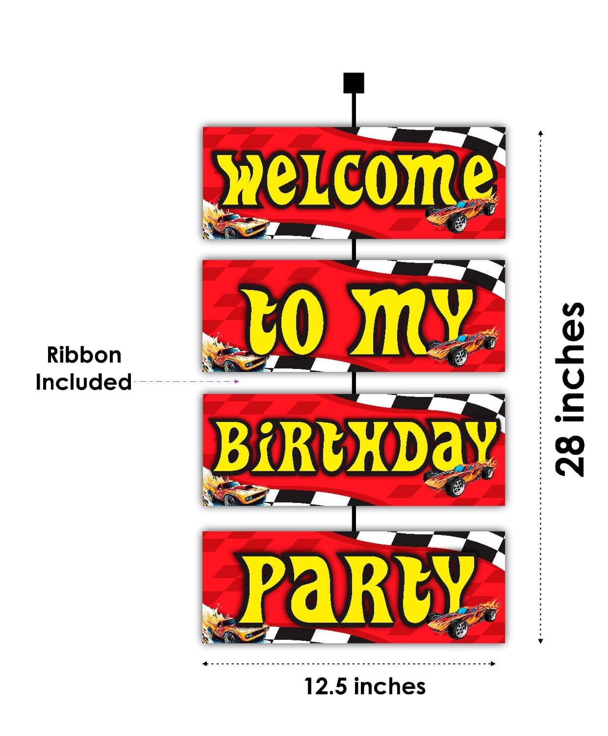 Balloonistics Hot Racing Wheels Theme Welcome Board 2.3 Feet Party Entrance Sign Premium Cardstock Decoration for Indoor & Outdoor Use (Welcome Outdoor Board) thumbnail 2