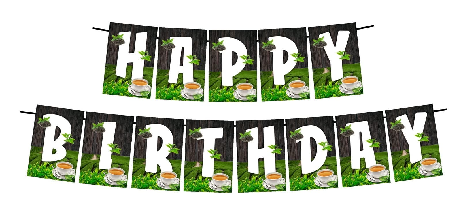 Balloonistics Tea Theme Happy Birthday Banner - "Par-Tea" Time Cardstock Bunting for Tea Lovers - Chai, Matcha & Afternoon Tea Party Decorations, Tea Party Backdrop thumbnail 1