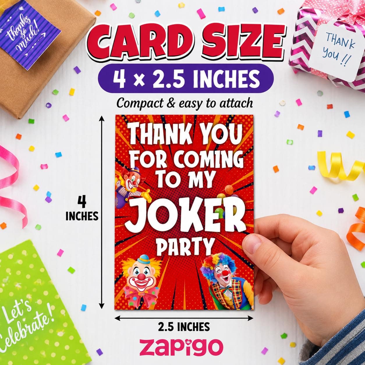 Balloonistics Joker Theme Thank You Cards - Pack of 20 Grinning Villain Appreciation Notes - Premium Cardstock Purple & Green "Why So Serious" Stationery, Gotham City Party Favors for Fans (Thank you Cards - Pack of 20) thumbnail 5