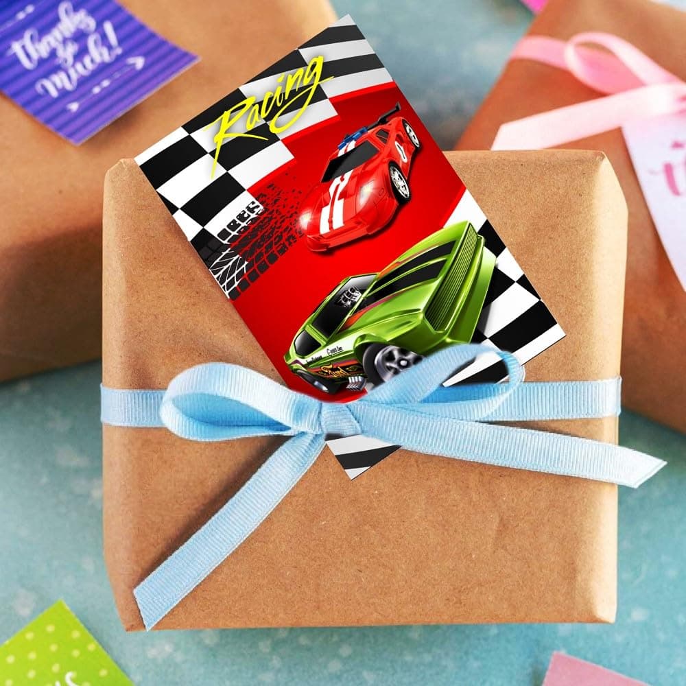 Balloonistics Sports Car Theme Birthday Invitations - Pack of 10 Premium Matte Fill-In Cards - Racing & Supercar Party Invites with Matching Envelopes - Double-Sided Cardstock Fast One & Two Fast Stationery (Invite Cards - Pack of 10) thumbnail 3