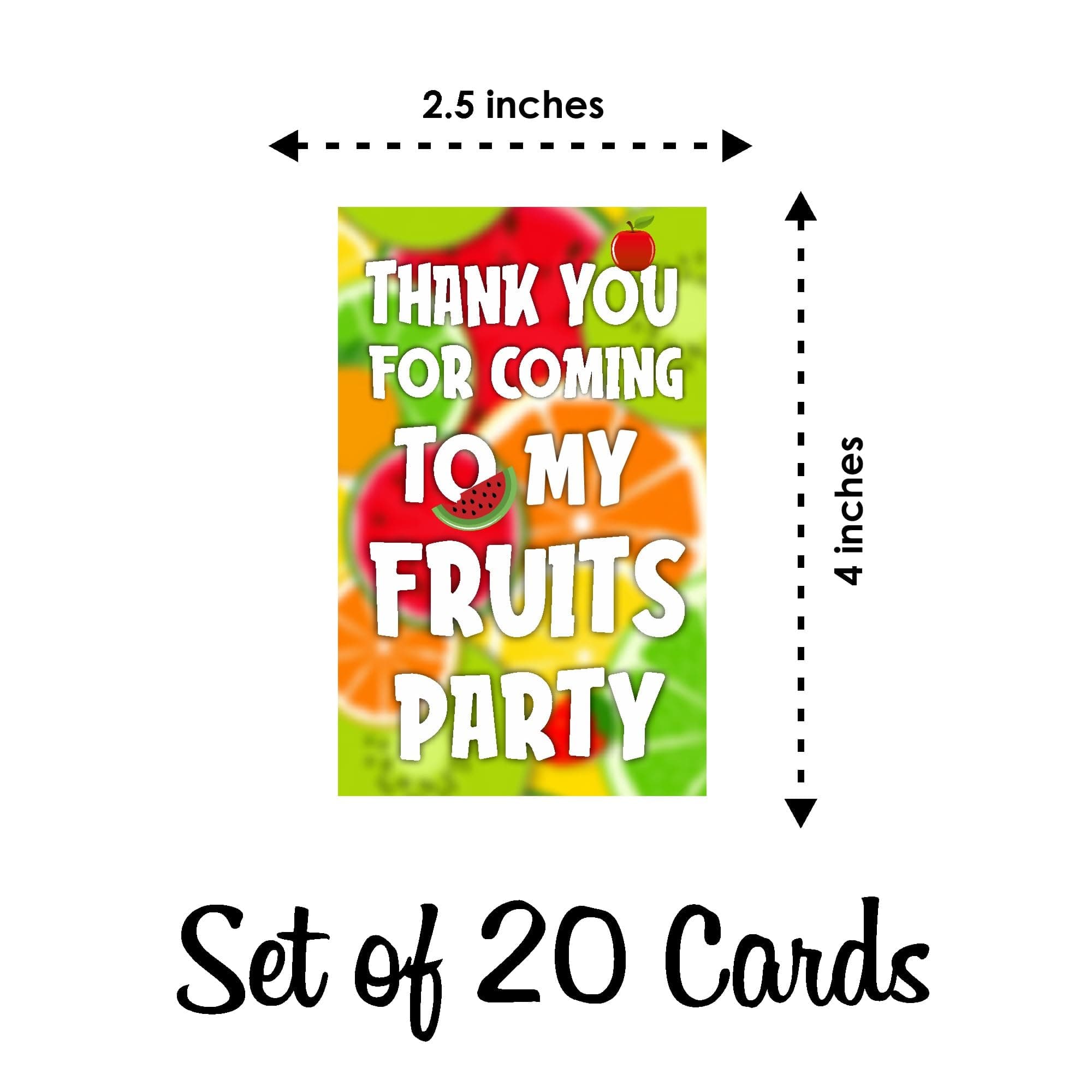 Balloonistics Fruit Theme Thank You Cards - Sweet "Tutti Frutti" Birthday Note Cards for Return Gifts & Party Favors - Premium Cardstock Stationery with Writeable Back - Summer Berry & Citrus Party Supplies (Thank you Cards - Pack of 20) thumbnail 6