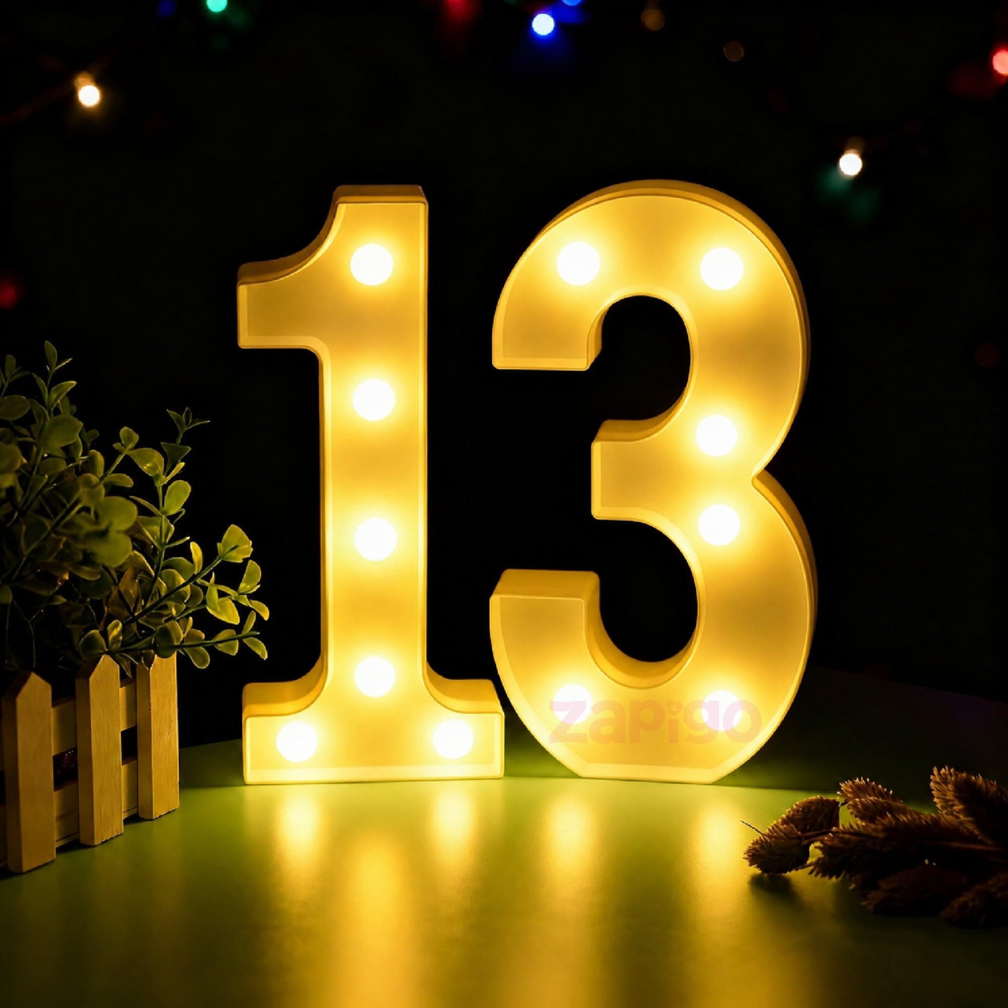 Balloonistics LED Marquee Number 13 Light - Cordless Battery-Operated Light Up Number Sign for 13th Birthday, Anniversary, Wedding, Party Decoration, Photo Booth Backdrop, Cake Table Decor