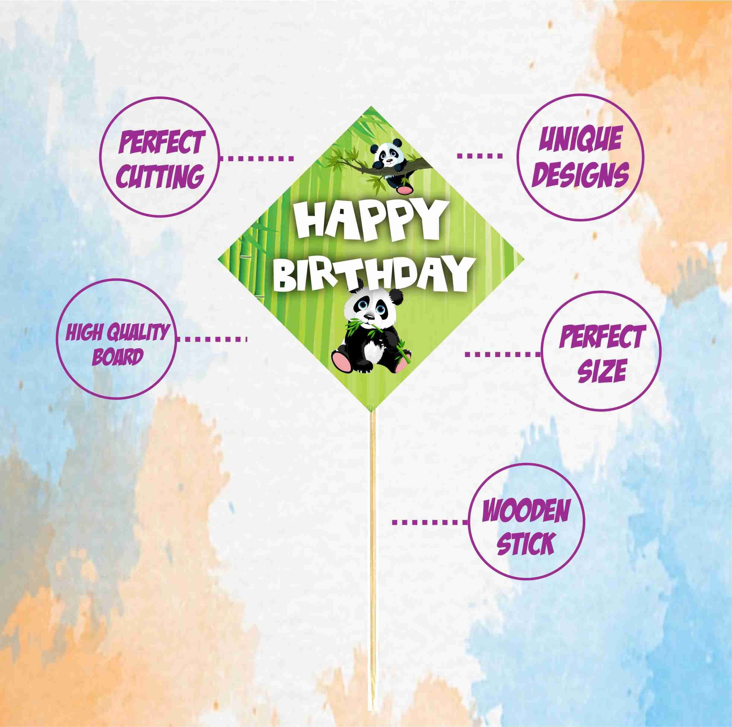 Panda Theme Birthday Cake Toppers - Cute Panda Bear & Bamboo Jungle Cardstock Cake Decorations with Sturdy Bamboo Sticks - Aesthetic Party Supplies for Kids, Girls & Boys (Cake Topper - Pack of 10) thumbnail 5
