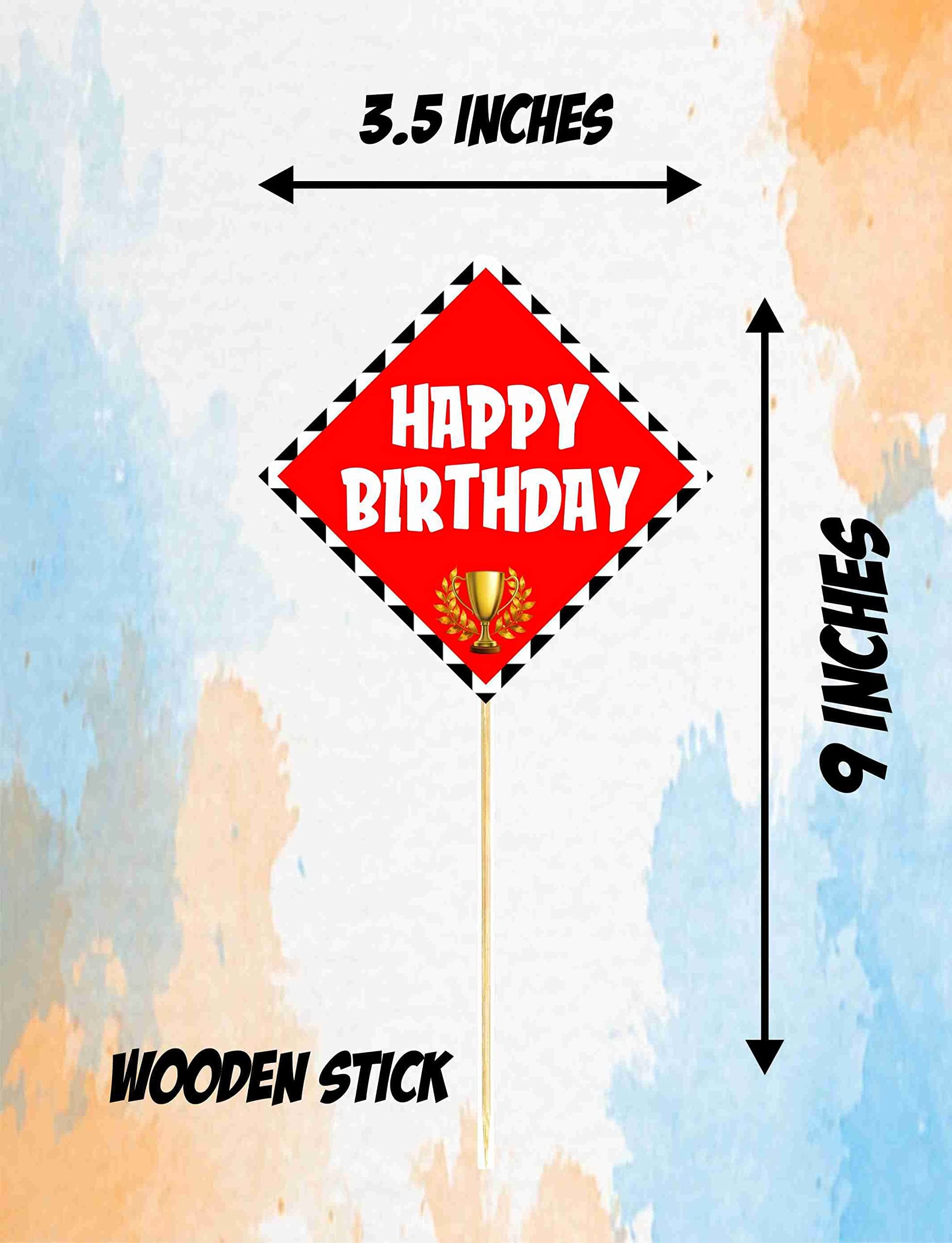 Balloonistics Racing Theme Cake Topper Checkered Flag Cake Picks Double-Sided Premium Cardstock with Bamboo Sticks (Cake Topper - Pack of 10) thumbnail 3