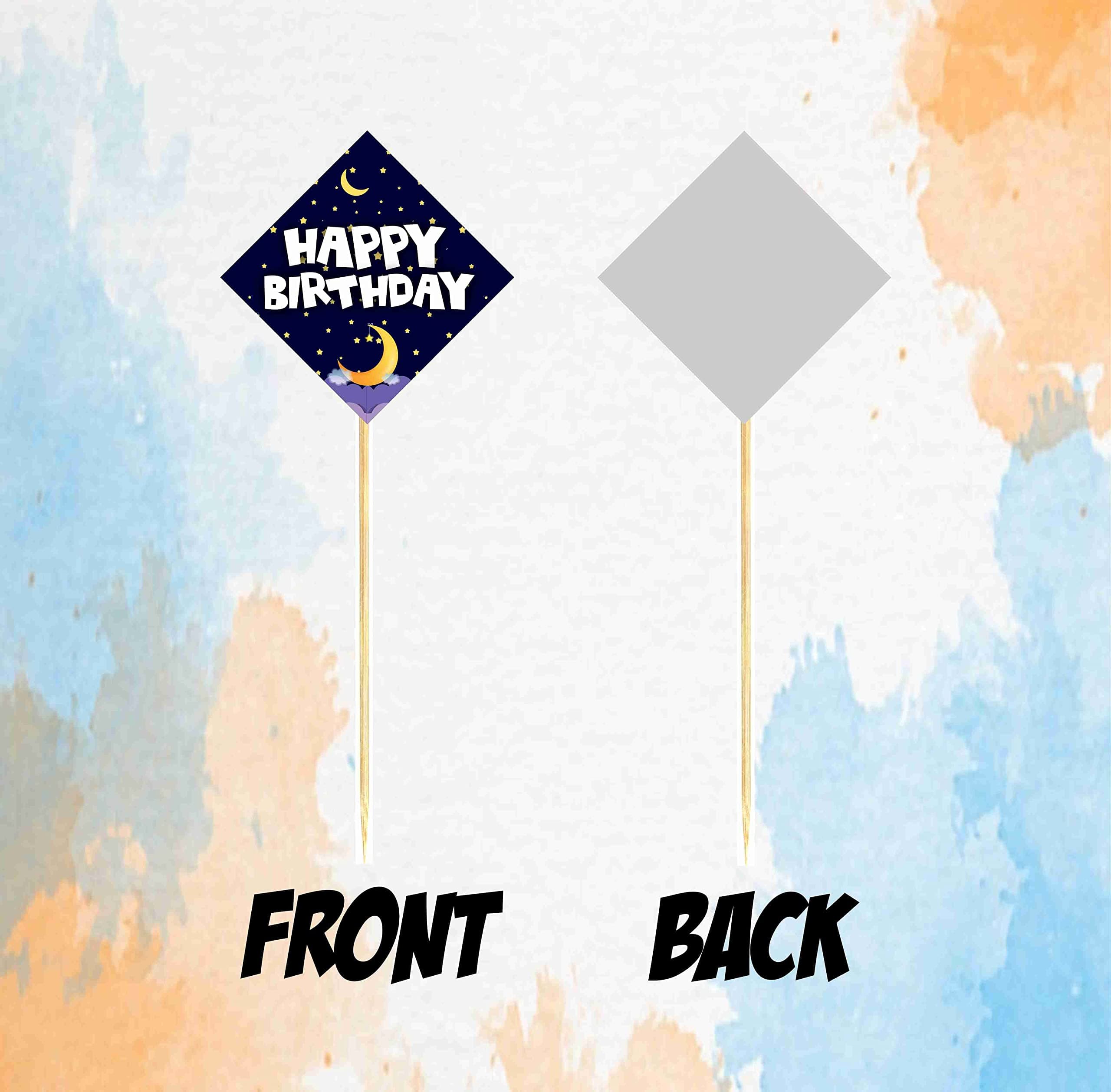 Balloonistics Moon and Stars Birthday Cake Toppers - Pack of 10 Double-Sided Cardstock Toppers with Bamboo Sticks - Twinkle Twinkle Little Star & Celestial Theme Party Decorations, Over the Moon Cake Decor(Cake Topper - Pack of 10) thumbnail 4