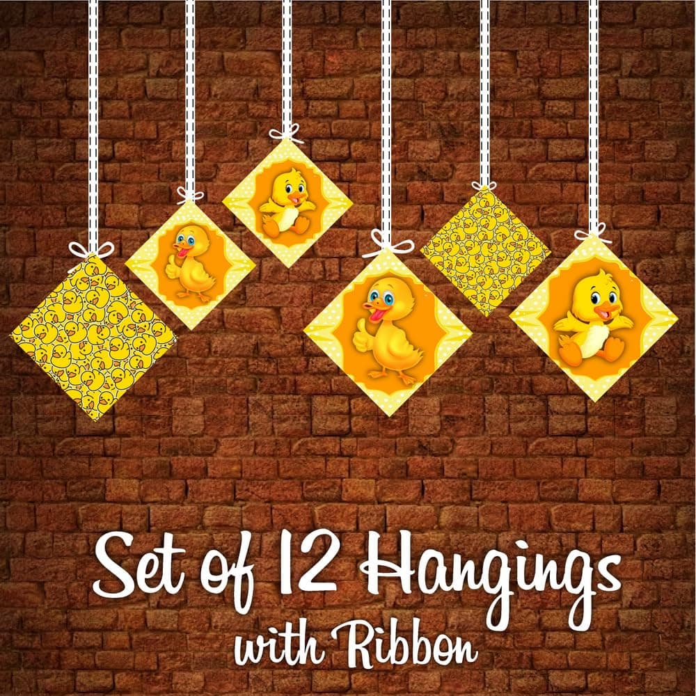 Balloonistics Duck Theme Hanging Decorations - Pack of 12 Rubber Ducky Birthday Hangings - Premium Cardstock Double-Sided Yellow Ducky & Bubble Cutouts with Strings, Whimsical Splish Splash Party Decor(Hangings - Pack of 12) thumbnail 5