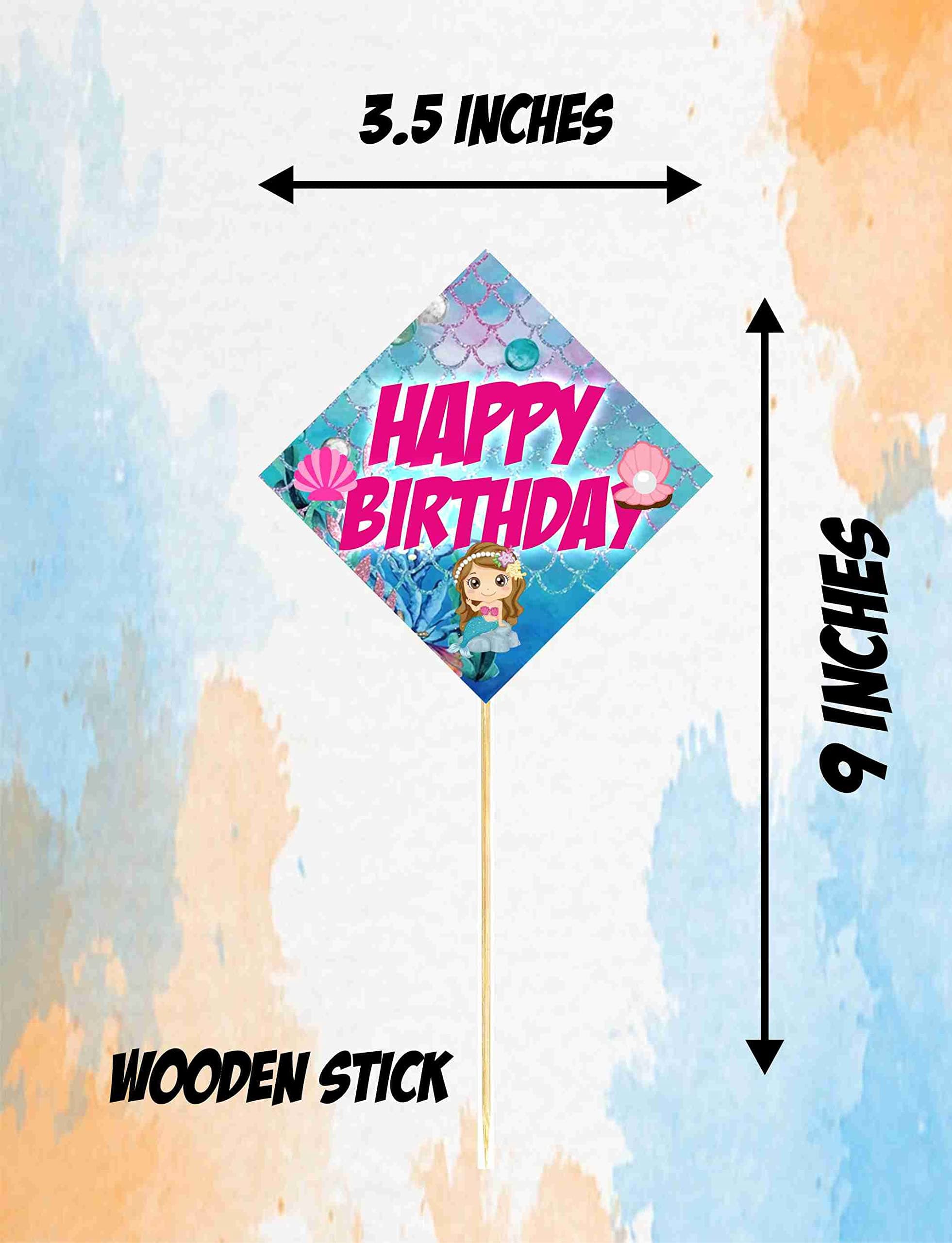 Balloonistics Mermaid Cake Toppers Premium Cardstock Cupcake Picks with Bamboo Sticks Under the Sea Birthday Decorations (Cake Topper - Pack of 10) thumbnail 3
