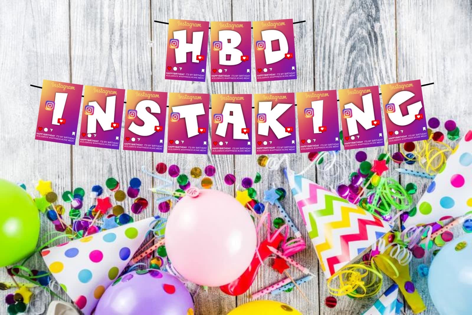 Balloonistics Insta King Theme Happy Birthday Banner - Royal Blue & Gold Social Media Inspired Cardstock Bunting - Premium Birthday Decoration Backdrop for Boys, Teens & Men (HBD Insta King Banner) thumbnail 2