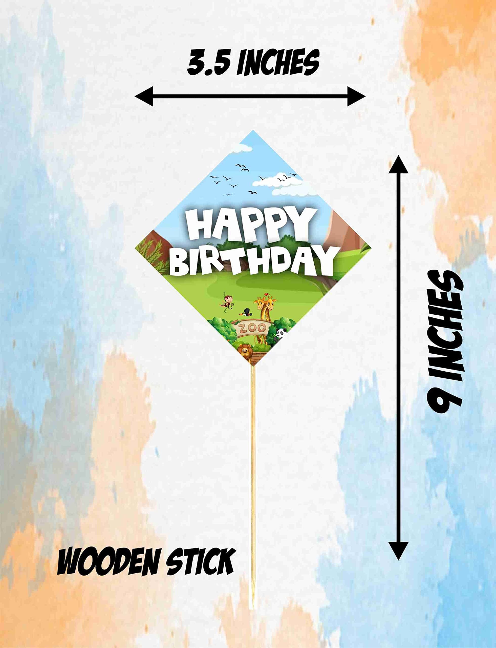 Balloonistics Zoo Theme Cake Topper - Large Double-Sided "Wild One" Cardstock Decoration with Lion, Giraffe & Monkey - Jungle Safari & Animal Kingdom Birthday Party Supplies (Cake Topper - Pack of 10) thumbnail 3