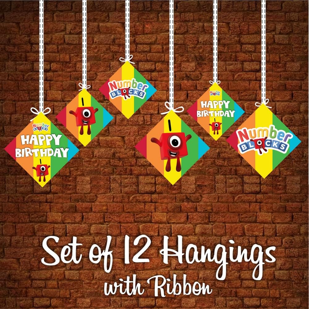Balloonistics Number Blocks Theme Birthday Hanging Decorations - Pack of 12 Double-Sided Cardstock Cutouts - Math-Powered "Step Squad" Learning Party Decor, Numberland Ceiling Hangings (Hangings - Pack of 12) thumbnail 5