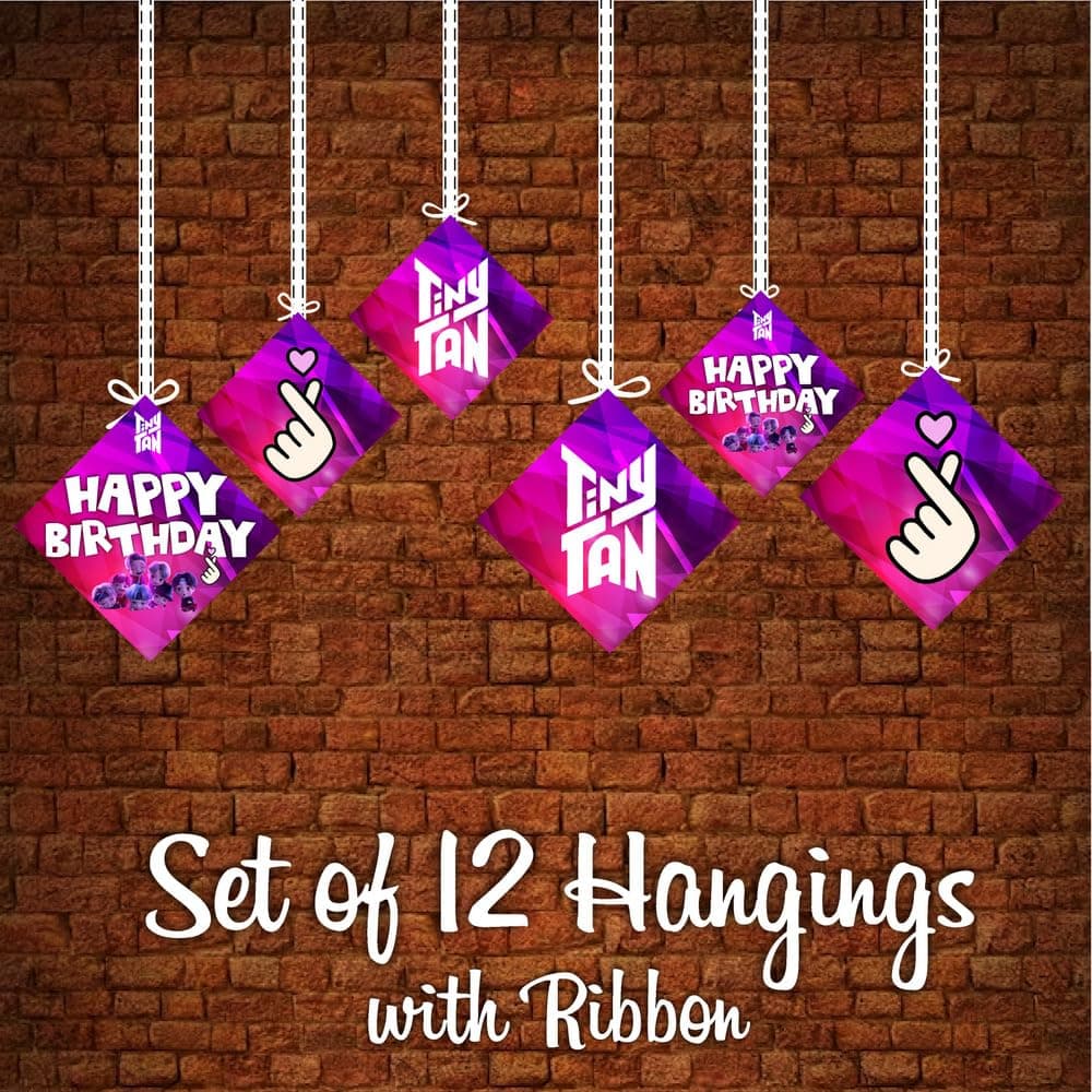 Balloonistics TinyTan Hanging Decorations - Pack of 12 Double-Sided Cardstock Holiday & Party Cutouts with Metallic Purple Swirls - BTS-Inspired Chibi Character Room Decor - RM, Jin, SUGA, j-hope, Jimin, V, & Jung Kook (Hangings - Pack of 12) thumbnail 5