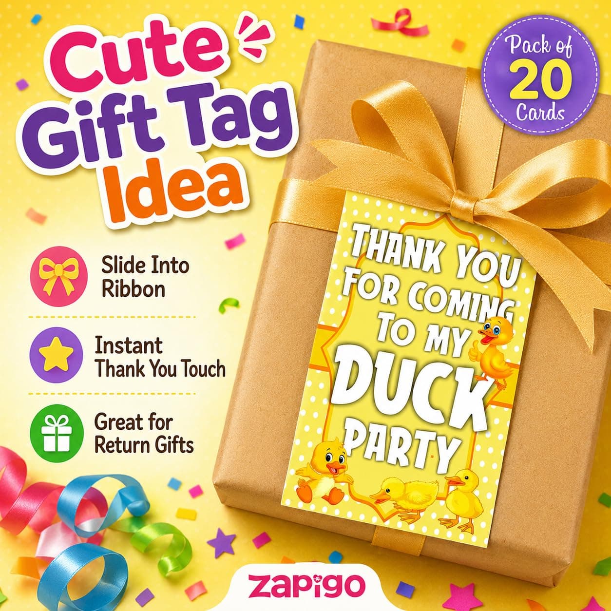 Balloonistics Duck Theme Thank You Cards - Pack of 20 Rubber Ducky Birthday Note Cards - Premium Cardstock Double-Sided "Thanks for Making a Splash" Stationery, Whimsical Bubble & Yellow Ducky Gratitude Cards (Thank you Cards - Pack of 20) thumbnail 3