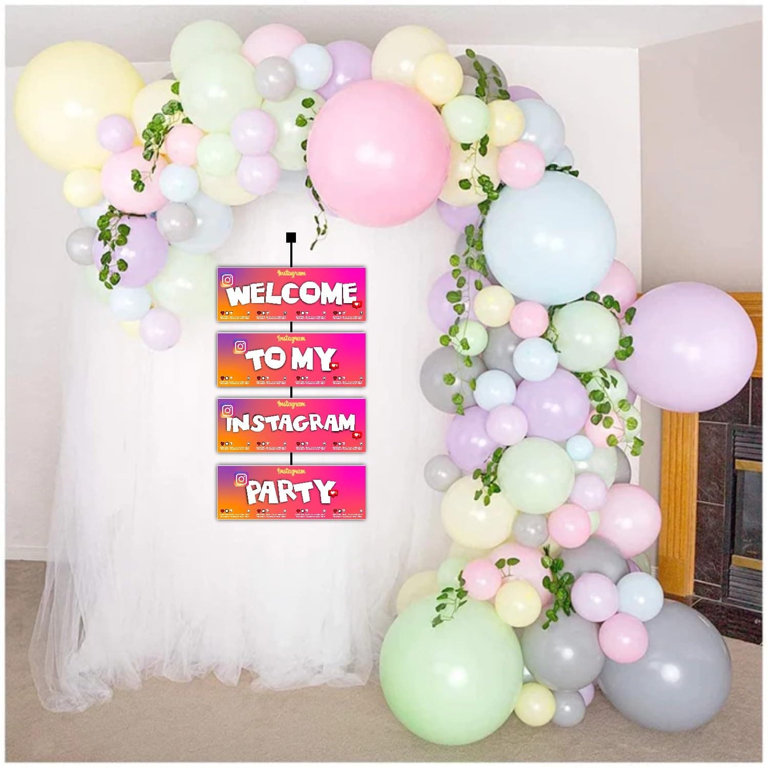 Balloonistics Insta King Theme Birthday Welcome Board - 2.3 Feet Large Royal Blue & Gold Social Media Inspired Cardstock Hanging Sign - Outdoor & Indoor Entryway Decor with Ribbons for Boys, Teens & Men (Welcome Outdoor Board) thumbnail 4