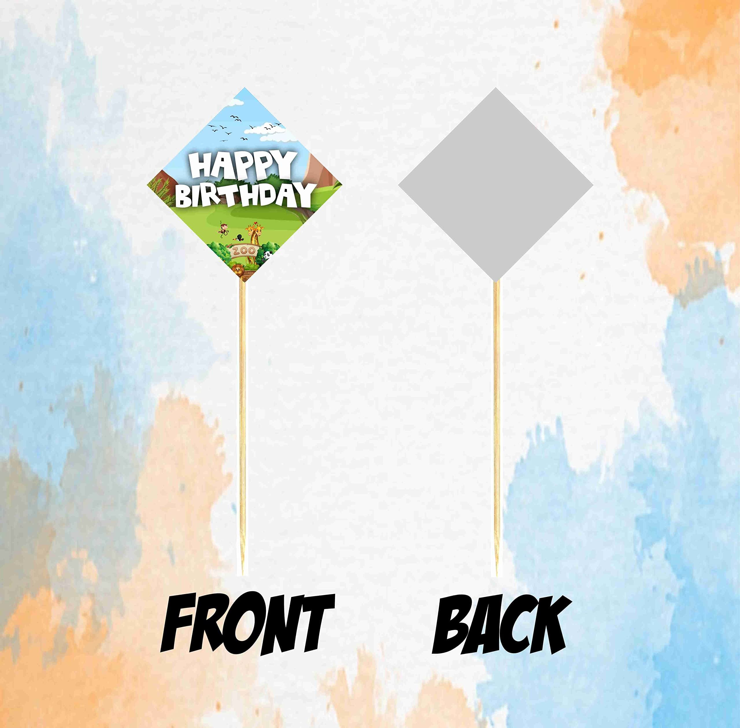 Balloonistics Zoo Theme Cake Topper - Large Double-Sided "Wild One" Cardstock Decoration with Lion, Giraffe & Monkey - Jungle Safari & Animal Kingdom Birthday Party Supplies (Cake Topper - Pack of 10) thumbnail 4