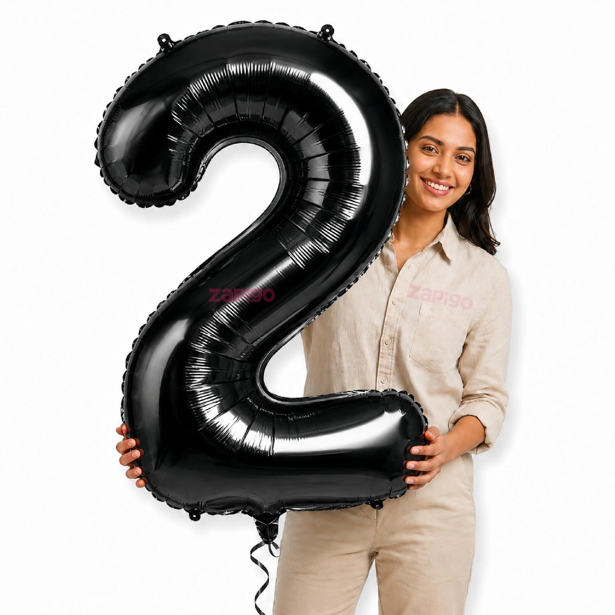 Balloonistics Black 40-Inch Foil Number 2 Balloon - Helium or Air Fill for 2nd Birthday, Anniversary, New Year Party Decoration, Photo Booth Backdrop, Cake Table Decor thumbnail 1