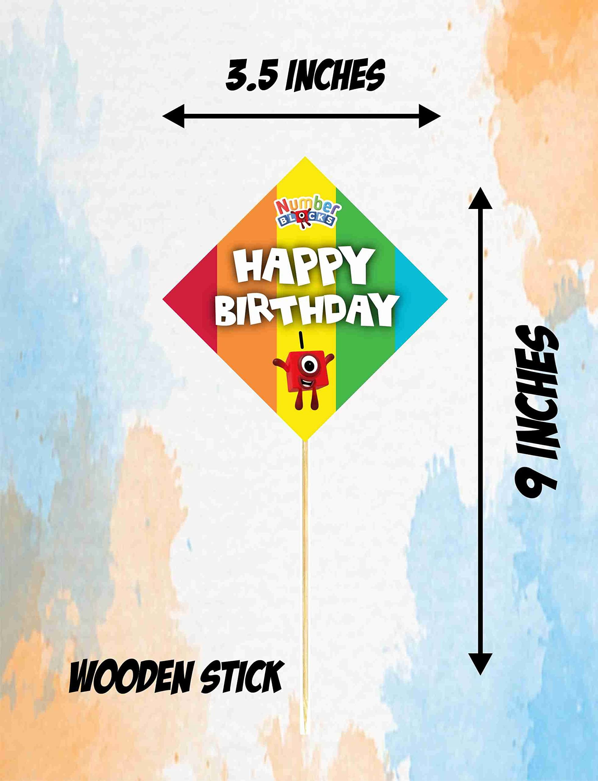Balloonistics Number Blocks Theme Birthday Cake Toppers Math-Powered Learning & Fun Cake Decorations with Bamboo Sticks - Premium Cardstock "Step Squad" Toppers for Kids (Cake Topper - Pack of 10) thumbnail 3