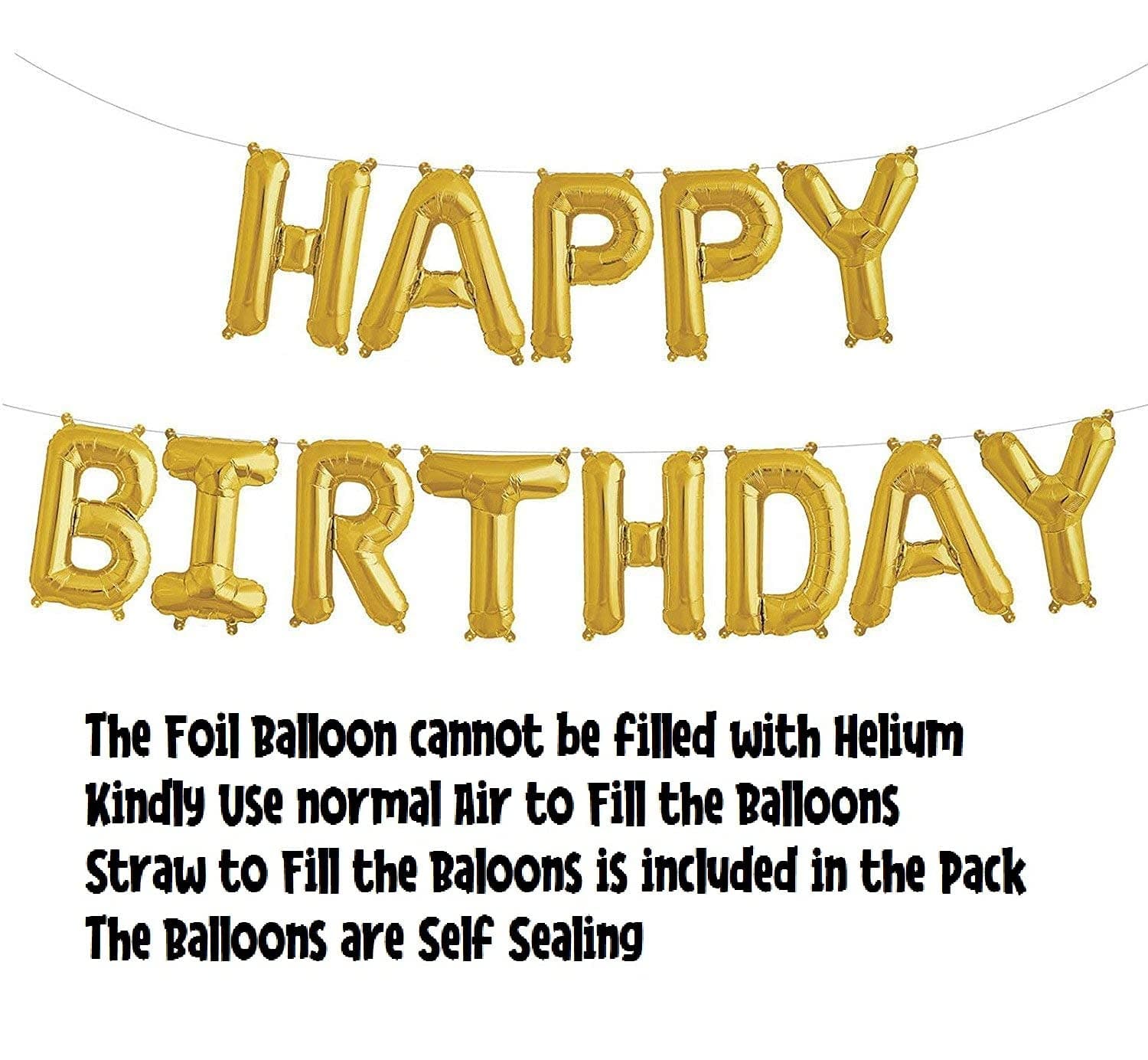 Balloonistics Happy Birthday Gold Foil Balloon Decoration Kit – Includes 1 Happy Birthday Foil Balloon & 100 Balloon Glue Dots for Birthday Party Decoration thumbnail 3