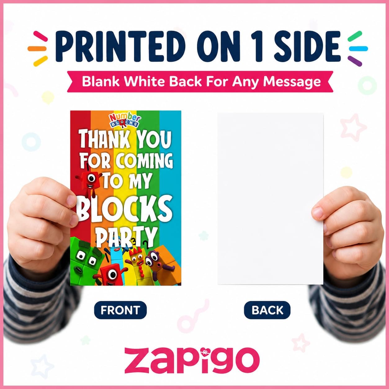 Balloonistics Number Blocks Theme Thank You Cards - Pack of 10 Math-Powered "Step Squad" Note Cards with Envelopes - Double-Sided Cardstock Fill-in Appreciation Cards for Kids, Educational Birthday Party Favors (Thank you Cards - Pack of 20) thumbnail 4