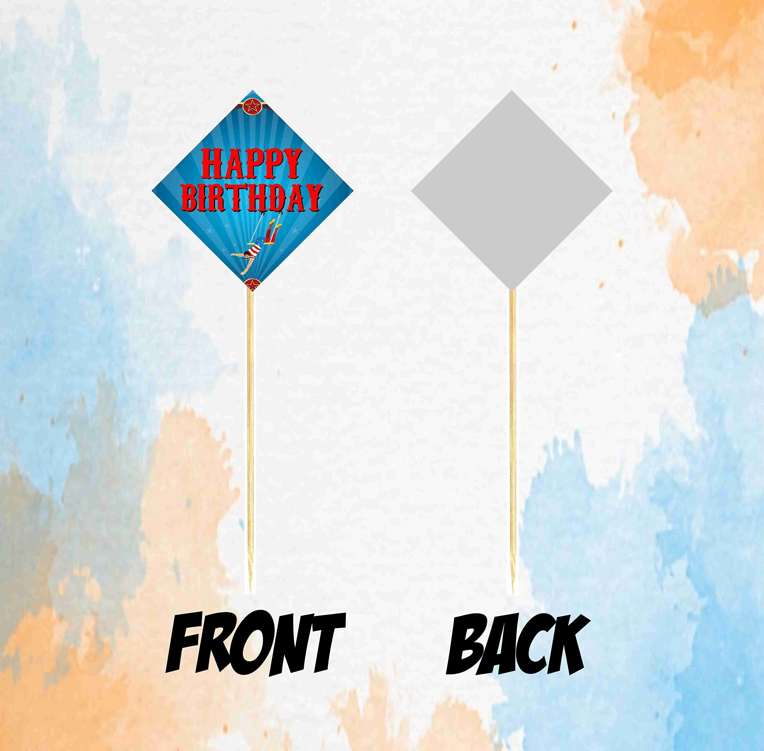Balloonistics Circus Theme Cake Topper - Large Double-Sided Cardstock Cake Decoration with Big Top Tent & Star Designs - Greatest Showman, Carnival Birthday Party Supplies for Kids (Cake Topper - Pack of 10) thumbnail 4