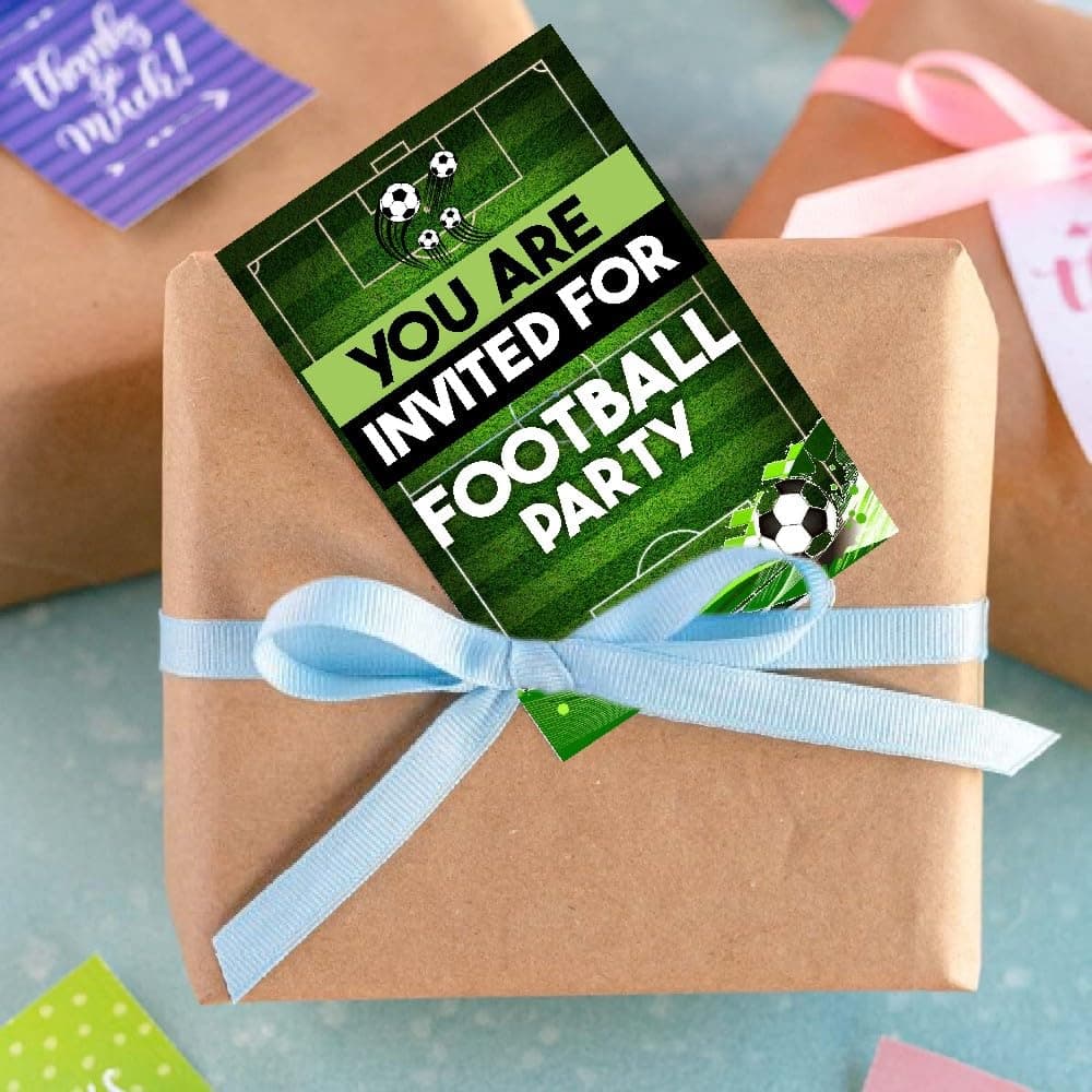 Balloonistics Football Theme Birthday Invitation Cards with Envelopes - Double-Sided Premium Cardstock Soccer Invites for Boys & Sports Fans - 5x7 Inch Game Day Fill-in Invitations for Kids & Teens (Invite Cards - Pack of 10) thumbnail 3