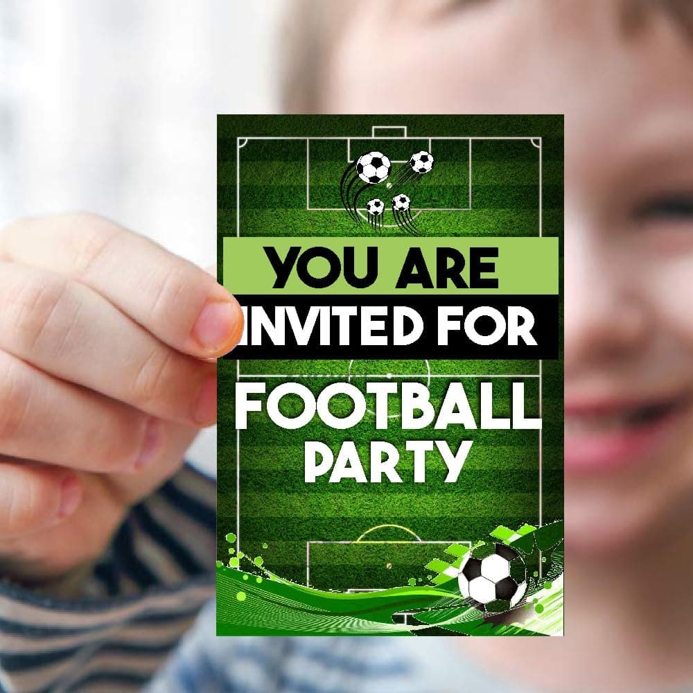 Balloonistics Football Theme Birthday Invitation Cards with Envelopes - Double-Sided Premium Cardstock Soccer Invites for Boys & Sports Fans - 5x7 Inch Game Day Fill-in Invitations for Kids & Teens (Invite Cards - Pack of 10) thumbnail 2