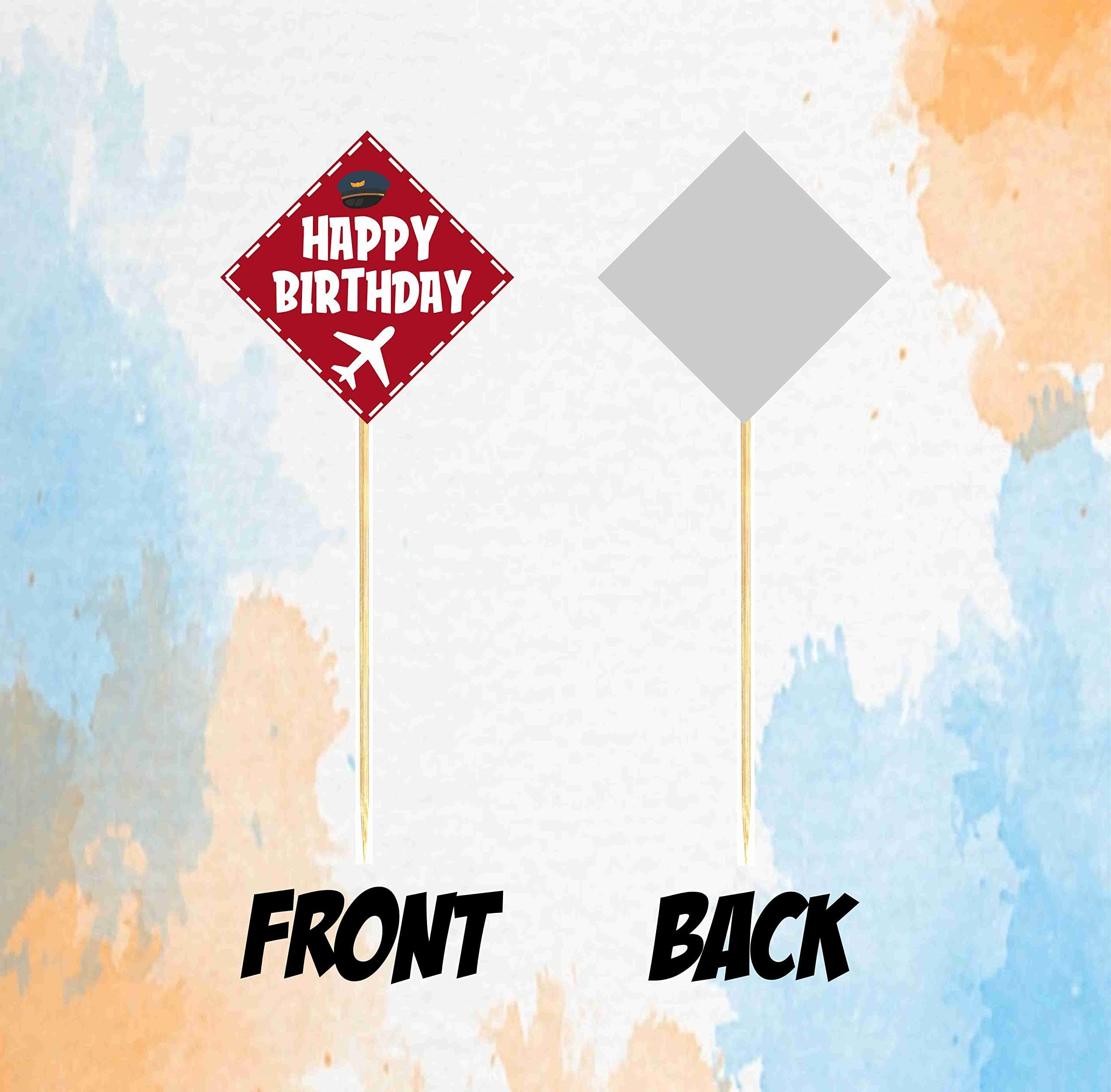 Aeroplane Theme Cake Toppers Blue & Red Cardstock Airplane Cake Decorations Pilot & Aviation Theme Party Supplies for Boys 1st Birthday, Time Flies, Cake Smash Props (Cake Topper - Pack of 10) thumbnail 4