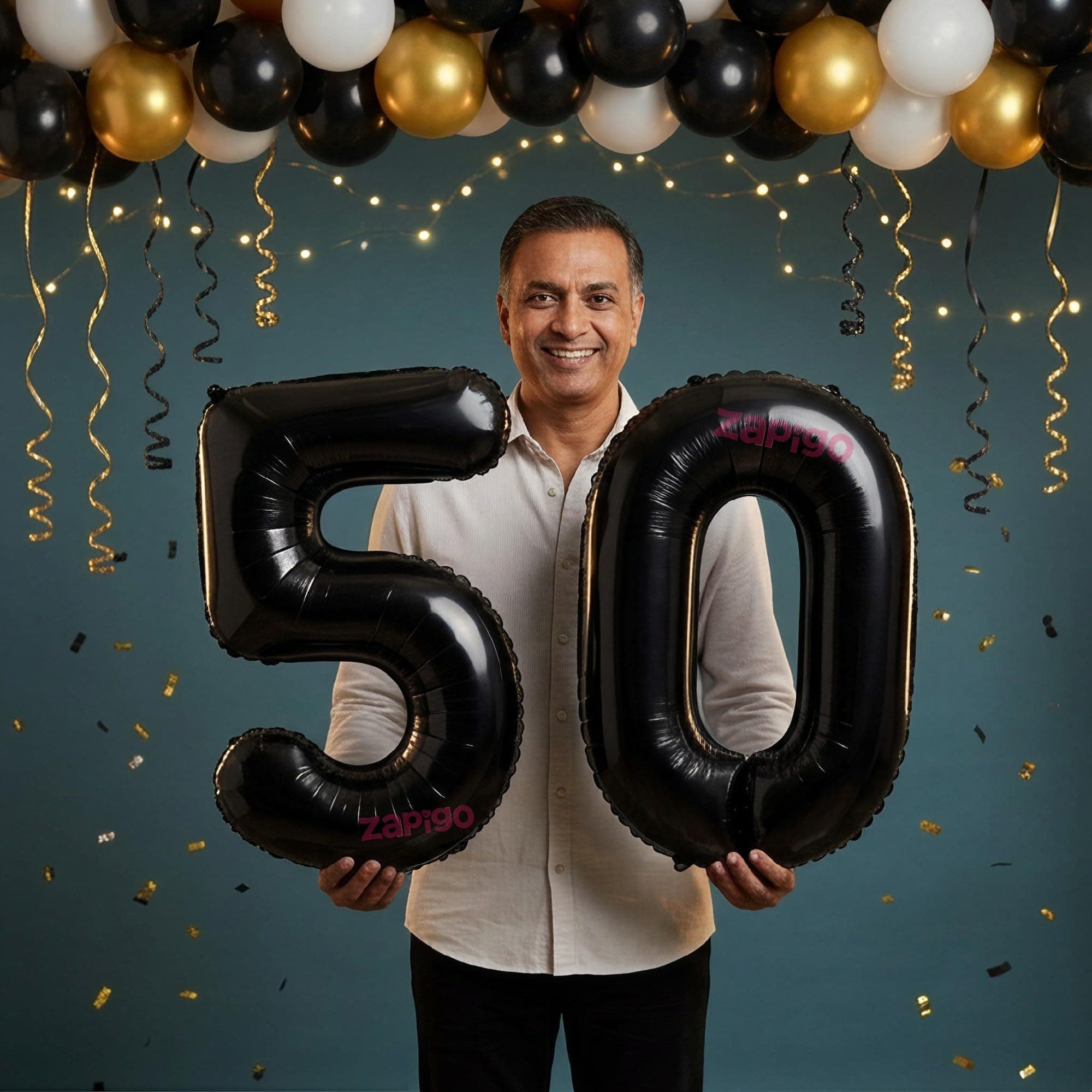 Balloonistics Black 40-Inch Foil Number 50 Balloon - Helium or Air Fill for 50th Birthday, Golden Jubilee, Anniversary Party Decoration, Photo Booth Backdrop, Cake Table Decor thumbnail 1