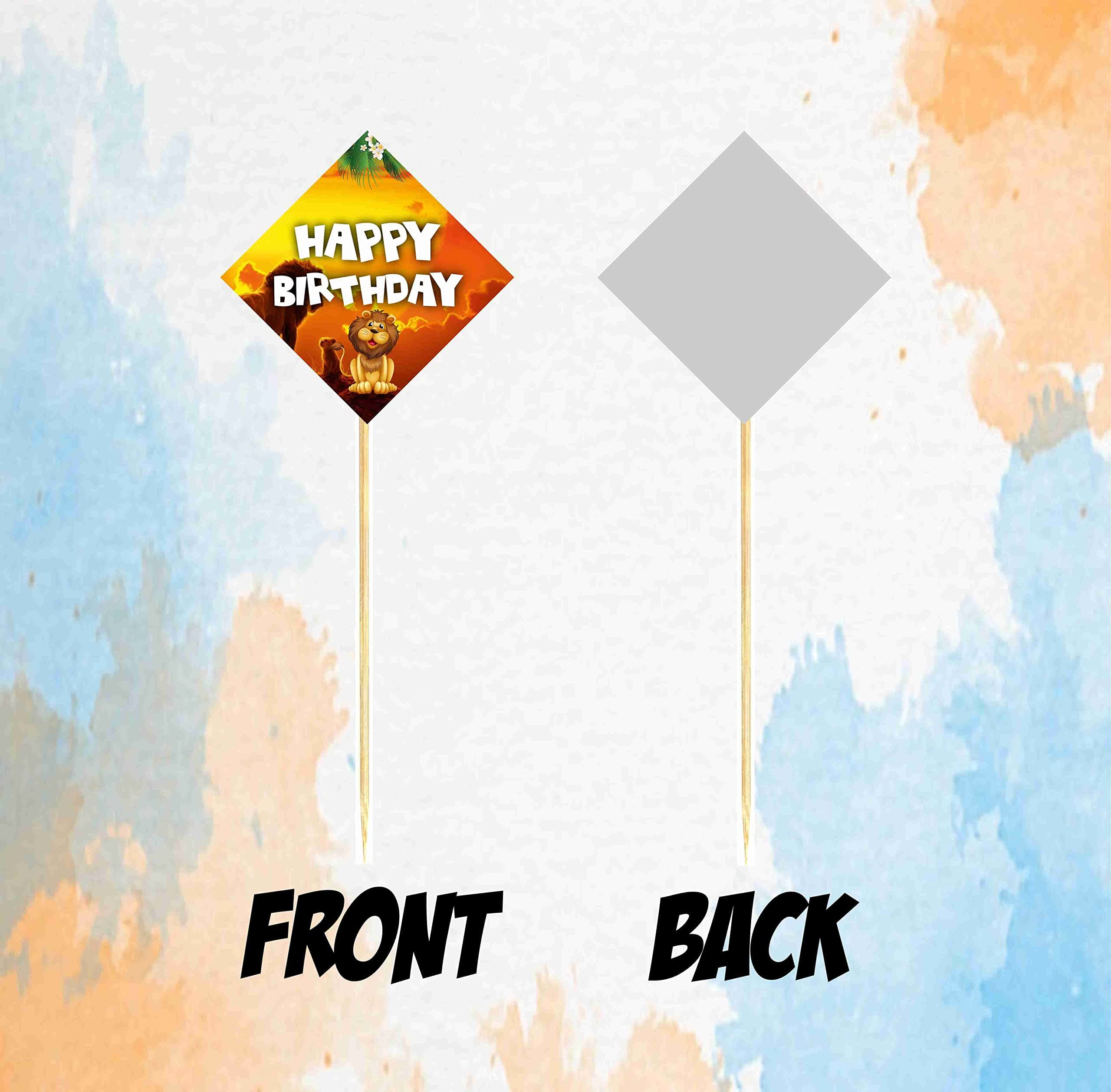 Balloonistics Lion Theme Happy Birthday Cake Topper - Pack of 10 King of the Jungle Cake Decorations - Premium Cardstock Lion Figures on Bamboo Sticks, Wild One Safari Zoo Party Supplies for Kids (Cake Topper - Pack of 10) thumbnail 4