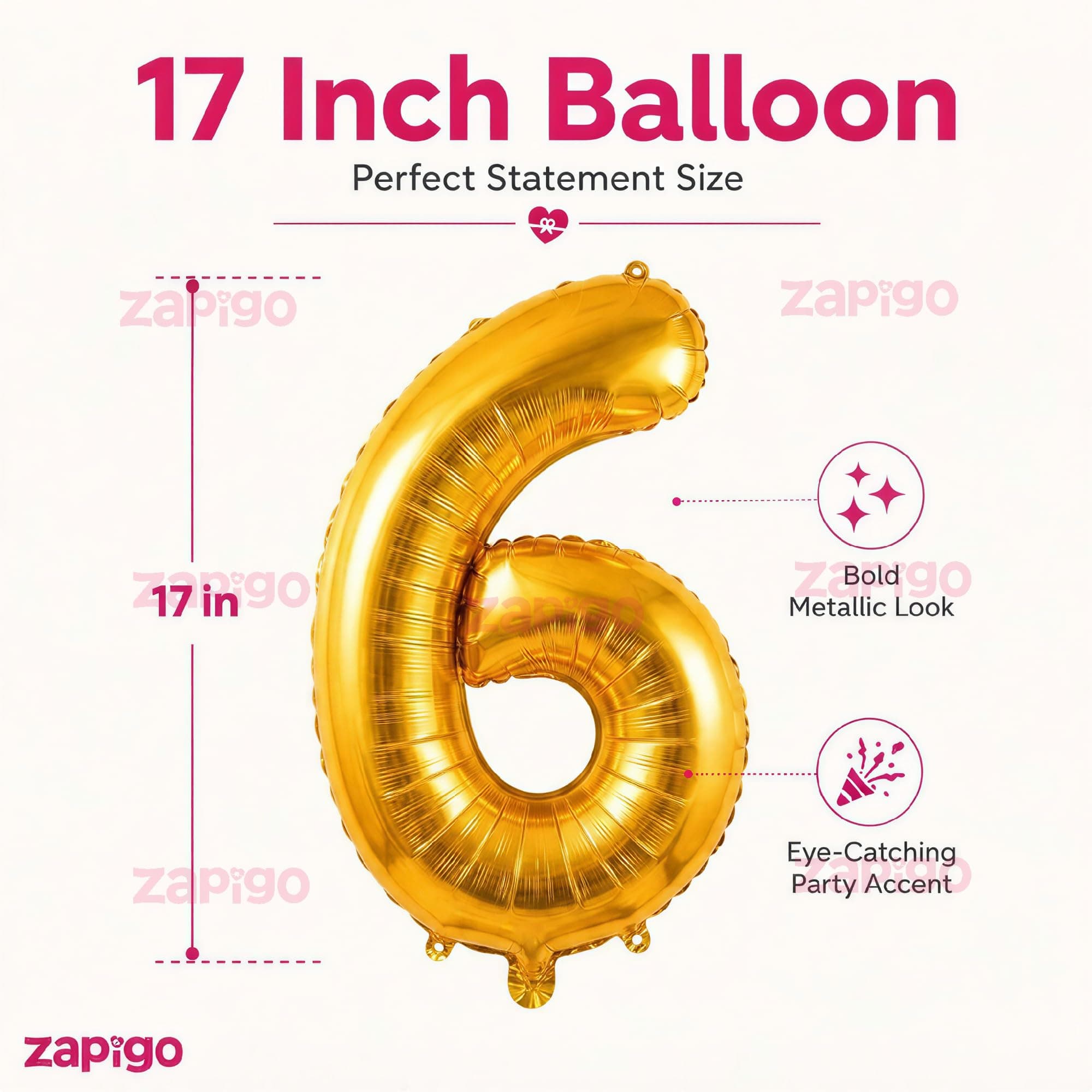 Balloonistics Gold Foil Number 6 Balloon – 16 Inch Golden Foil Number for Custom Age, Year & Phrase Party Decoration (Number 6) thumbnail 4