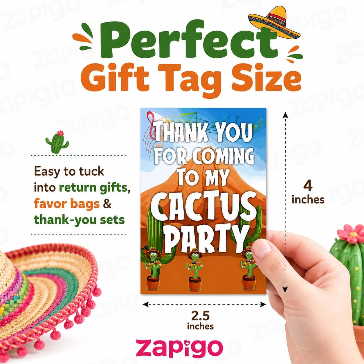 Balloonistics Talking Cactus Birthday Thank You Cards - Pack of 20 Premium Cardstock Notes - Dancing Cactus Theme Party Supplies, Desert Fiesta "Stay Sharp" Appreciation Cards, Mimicking Plant Party Favors (Thank you Cards - Pack of 20) thumbnail 4