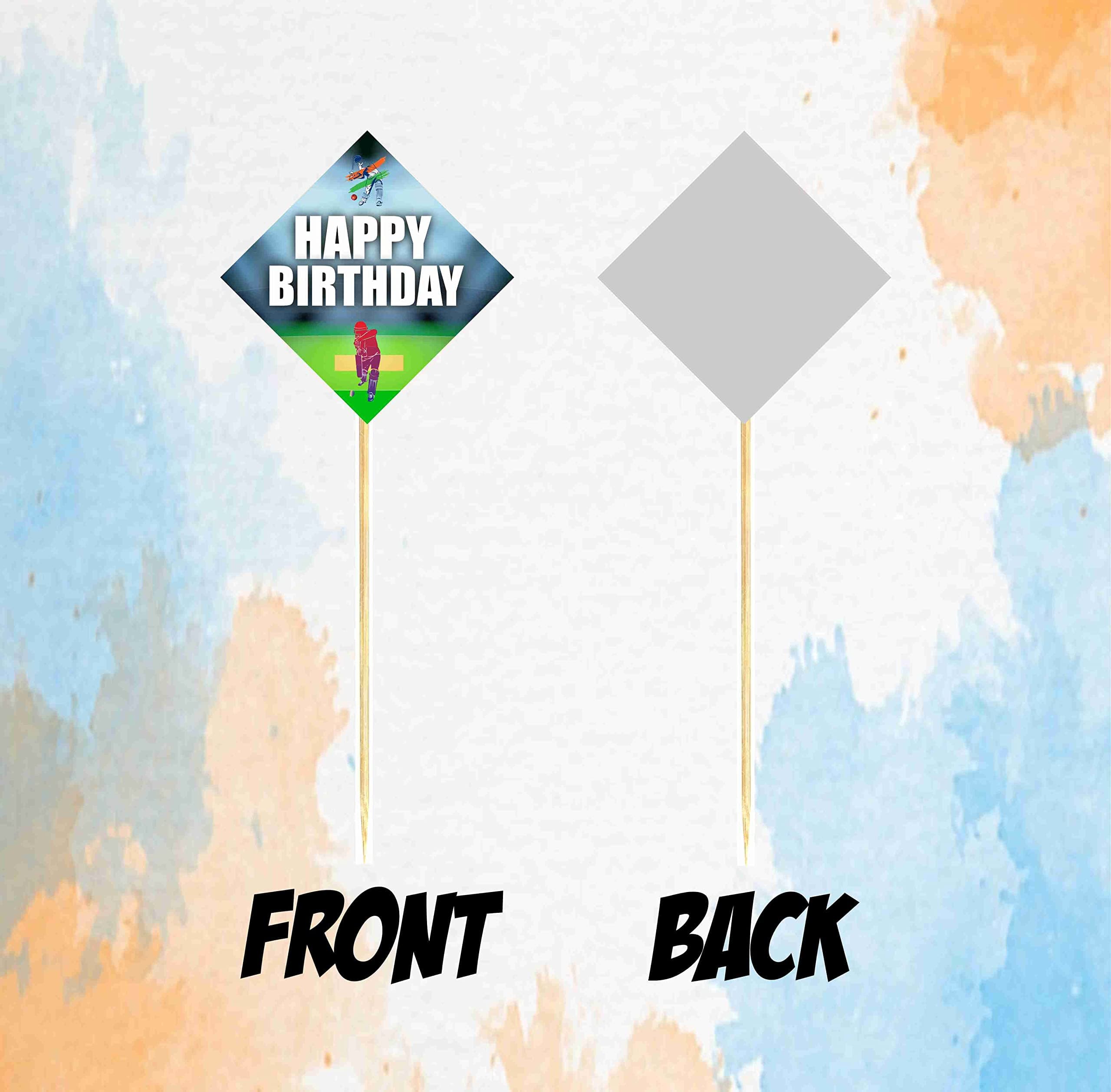 Balloonistics Cricket Theme Cake Toppers Premium Cardstock Picks with Bamboo Sticks Sporty Cricket Theme Party Decorations for Cakes (Cake Topper - Pack of 10) thumbnail 4