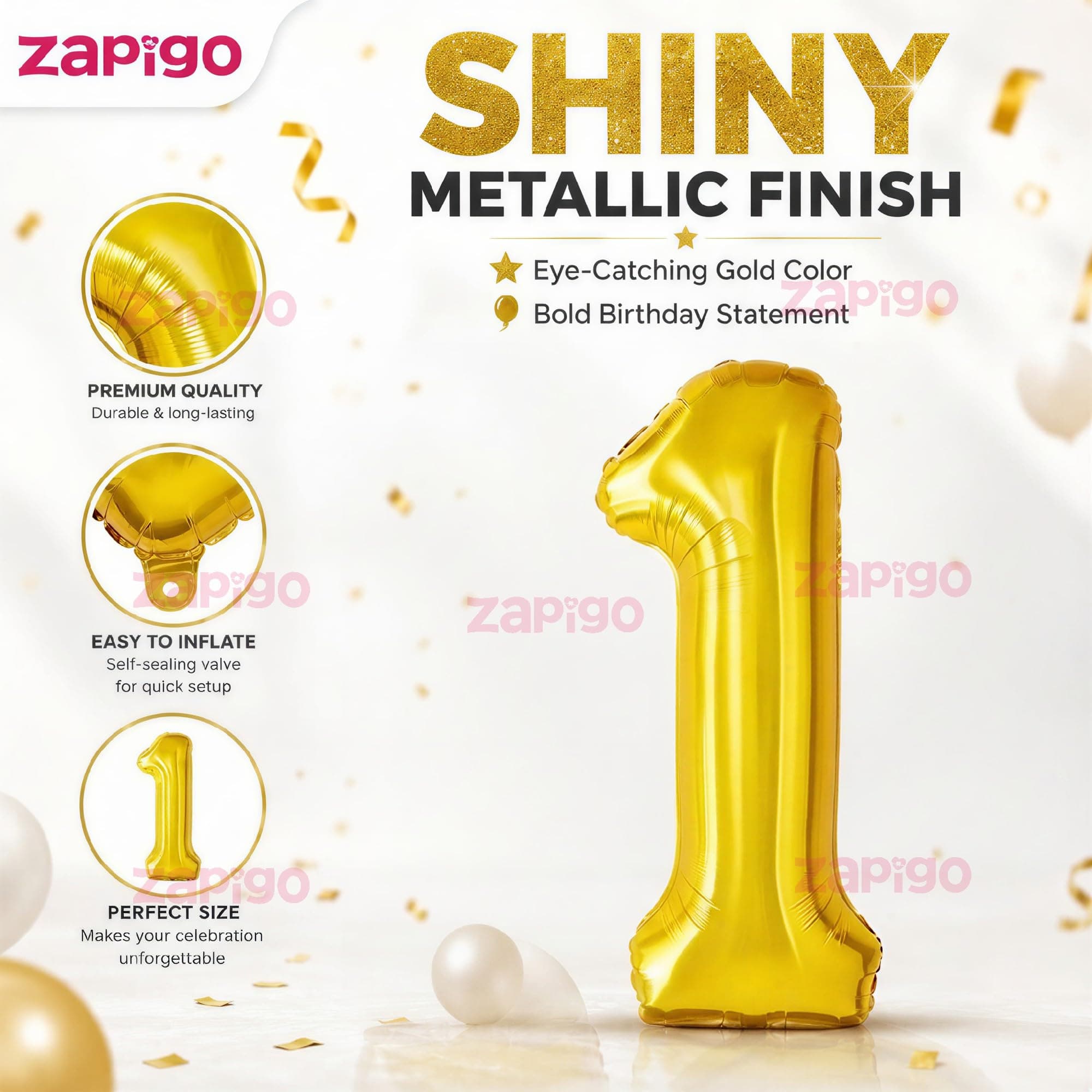 Balloonistics Gold Foil Number 1 Balloon – 16 Inch Golden Foil Number for Custom Age, Year & Phrase Party Decoration (Number 1) thumbnail 6