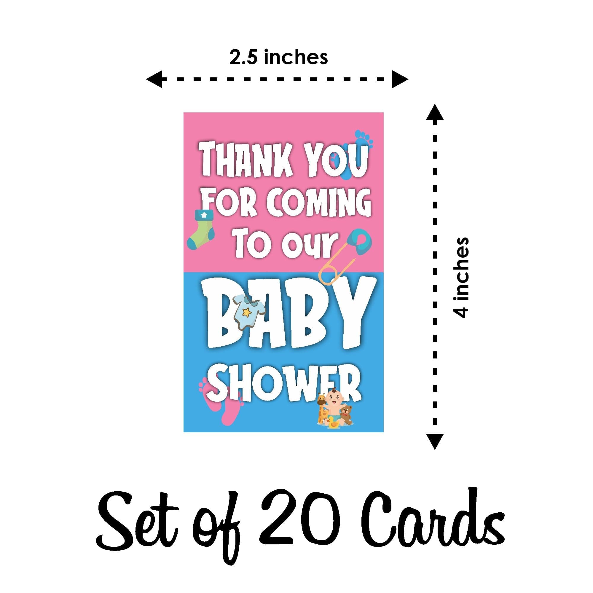 Balloonistics Baby Shower Thank You Cards - Pack of 20 Premium Matte Note Cards with Elegant Pastel Accents - ,Floral, or Nursery Theme Stationery. (Thank you Cards - Pack of 20) thumbnail 6