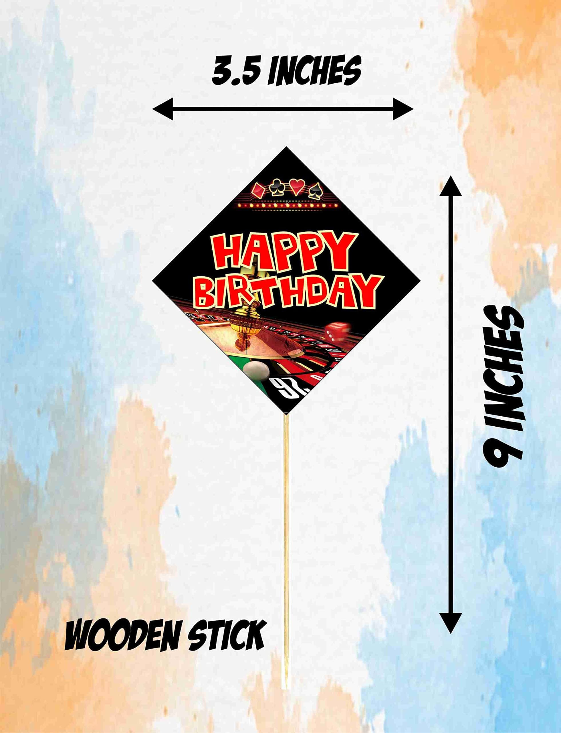 Balloonistics Casino Theme Cake Toppers (Pack of 10) - Las Vegas Style Birthday Cake Decorations - Premium Cardstock Cupcake Picks with Bamboo Sticks for Poker Night, Casino Royale (Cake Topper - Pack of 10) thumbnail 3