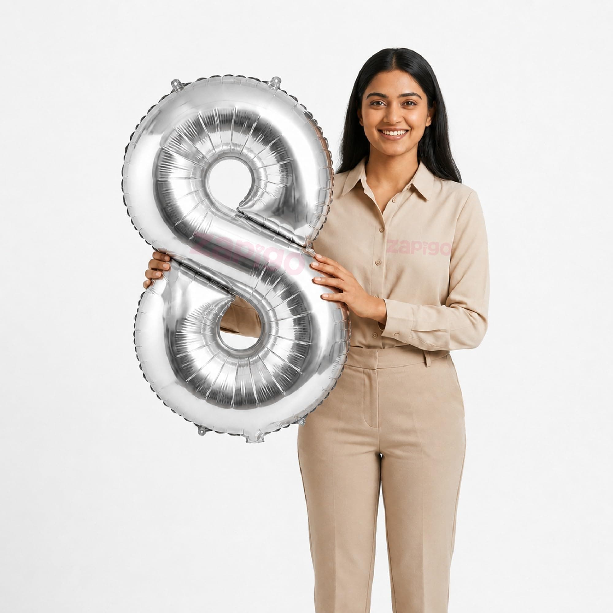 Balloonistics Silver 40-Inch Foil Number 8 Balloon - Helium or Air Fill for 8th Birthday, Anniversary Party Decoration, Photo Booth Backdrop, Cake Table Decor thumbnail 1