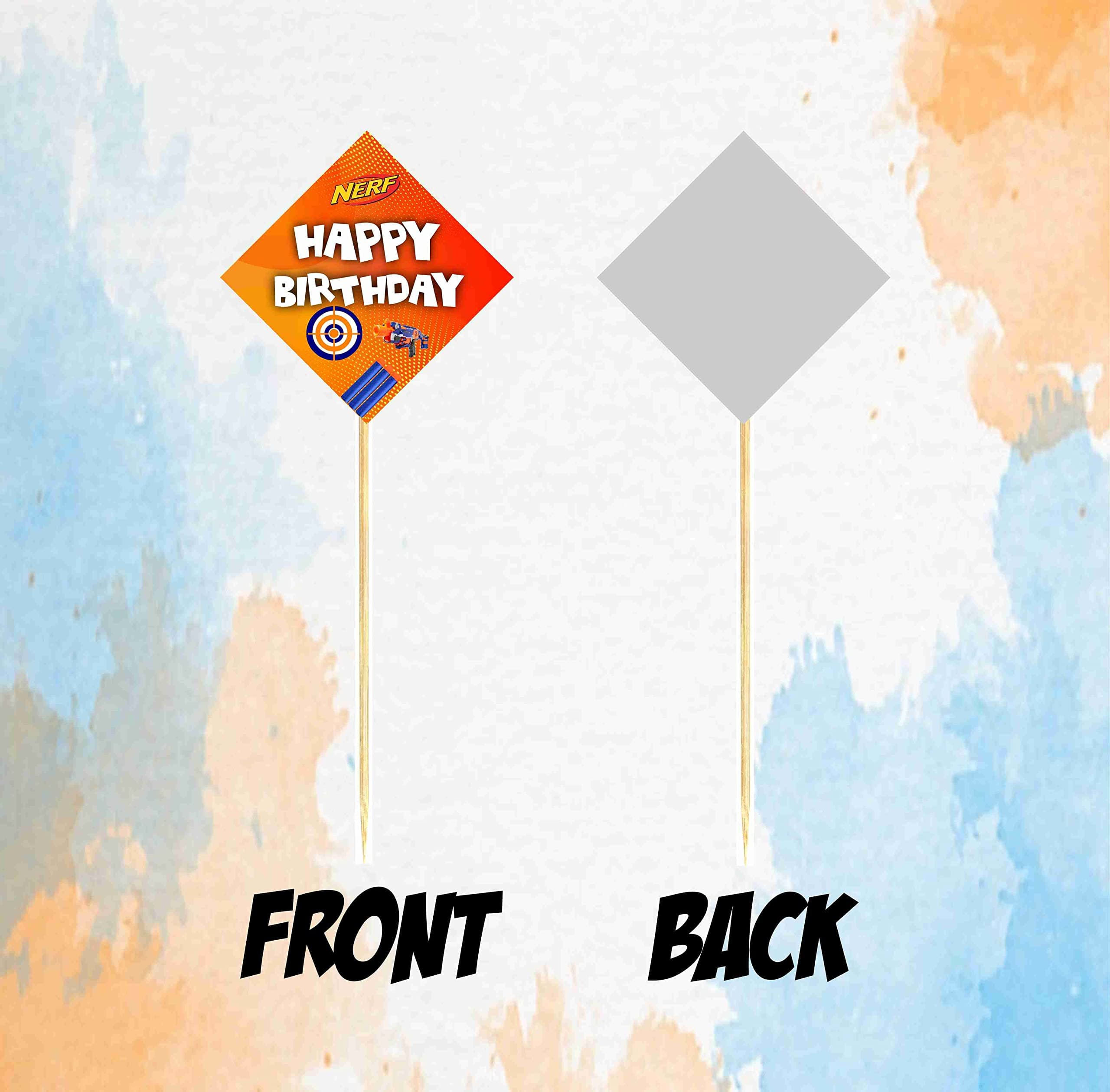 NERF Theme Happy Birthday Cake Topper - Pack of 10 "Battle Ready" Decorations - Blue & Orange Dart, Target & Blaster Cake Picks, Action-Packed Party Centerpiece (Cake Topper - Pack of 10) thumbnail 4