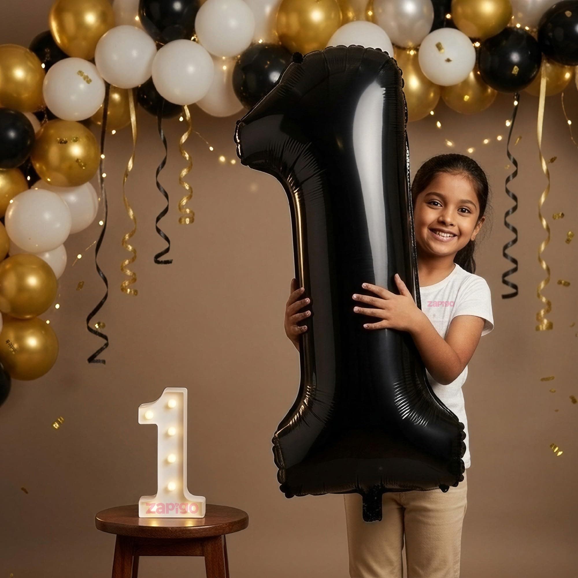 Balloonistics Black 40-Inch Foil Number 50 Balloon with Matching LED Marquee Light - Combo Set for 50th Birthday, Anniversary, Party Decoration, Photo Booth Backdrop thumbnail 1