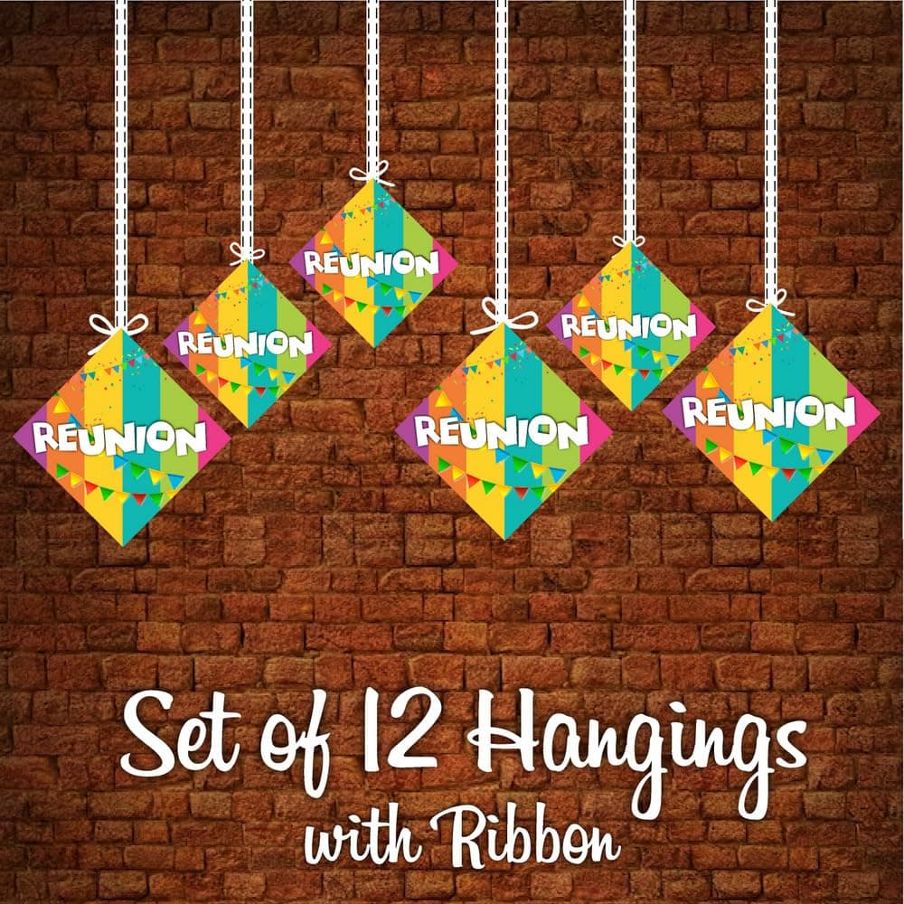 Balloonistics Reunion Theme Hanging Decorations - Pack of 12 Double-Sided Cardstock Swirls - Family Reunion, School Class & Friends Get-Together Party Supplies - Includes Ribbons, "Memories & Milestones" Backdrop (Hangings - Pack of 12) thumbnail 5