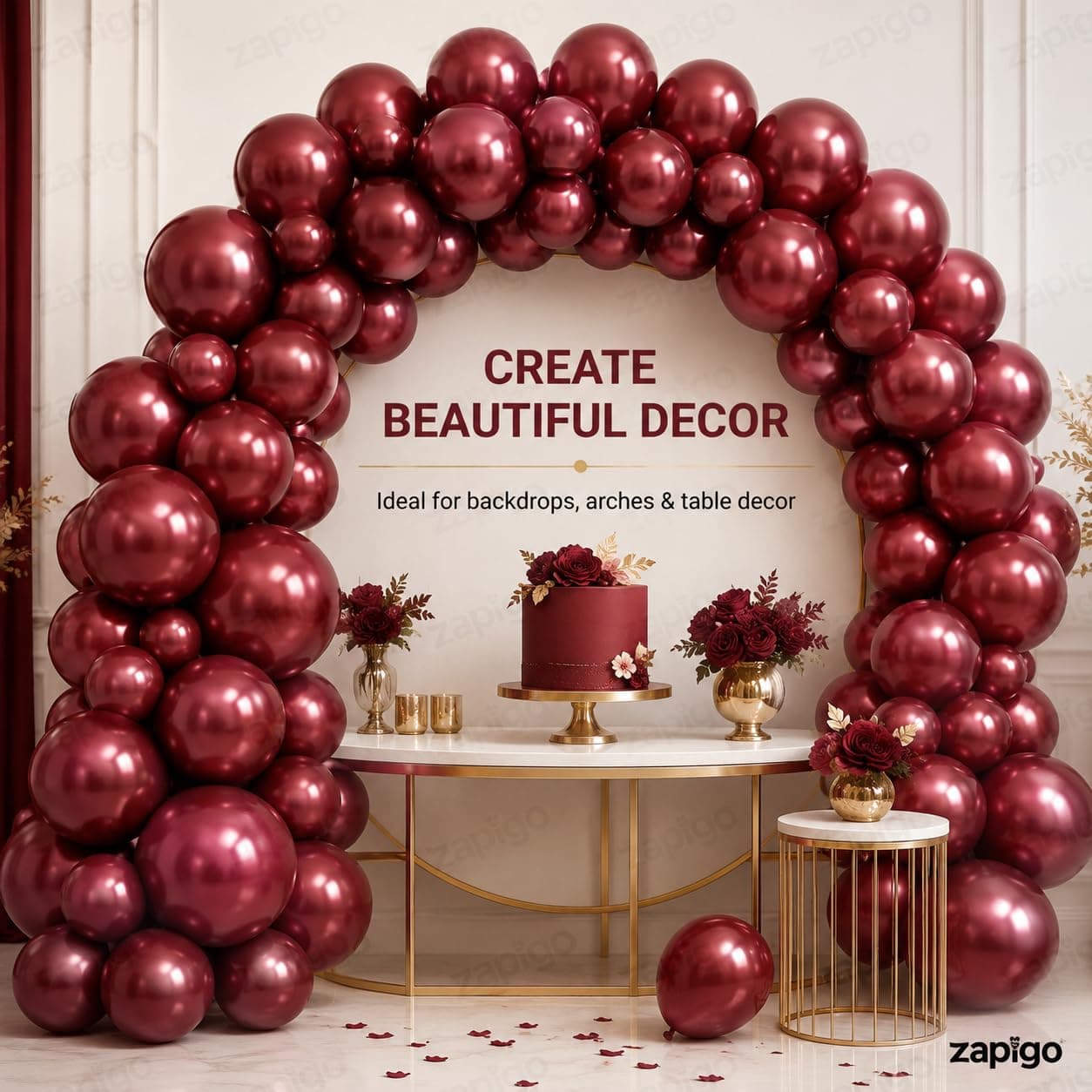 Balloonistics 25-Pack Metallic Pearl Finish Maroon Latex Balloons – Shiny Deep Red Balloons for Wedding, Anniversary, Elegant Birthday & Festive Decoration thumbnail 6