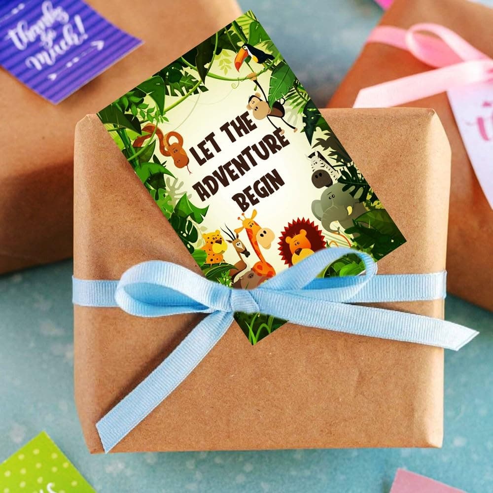 Balloonistics Jungle Animals Birthday Invitation Cards Double-Sided Cardstock Party Invites, Zoo, & Tropical Theme Birthday for Boys & Girls (Invite Cards - Pack of 10) thumbnail 3