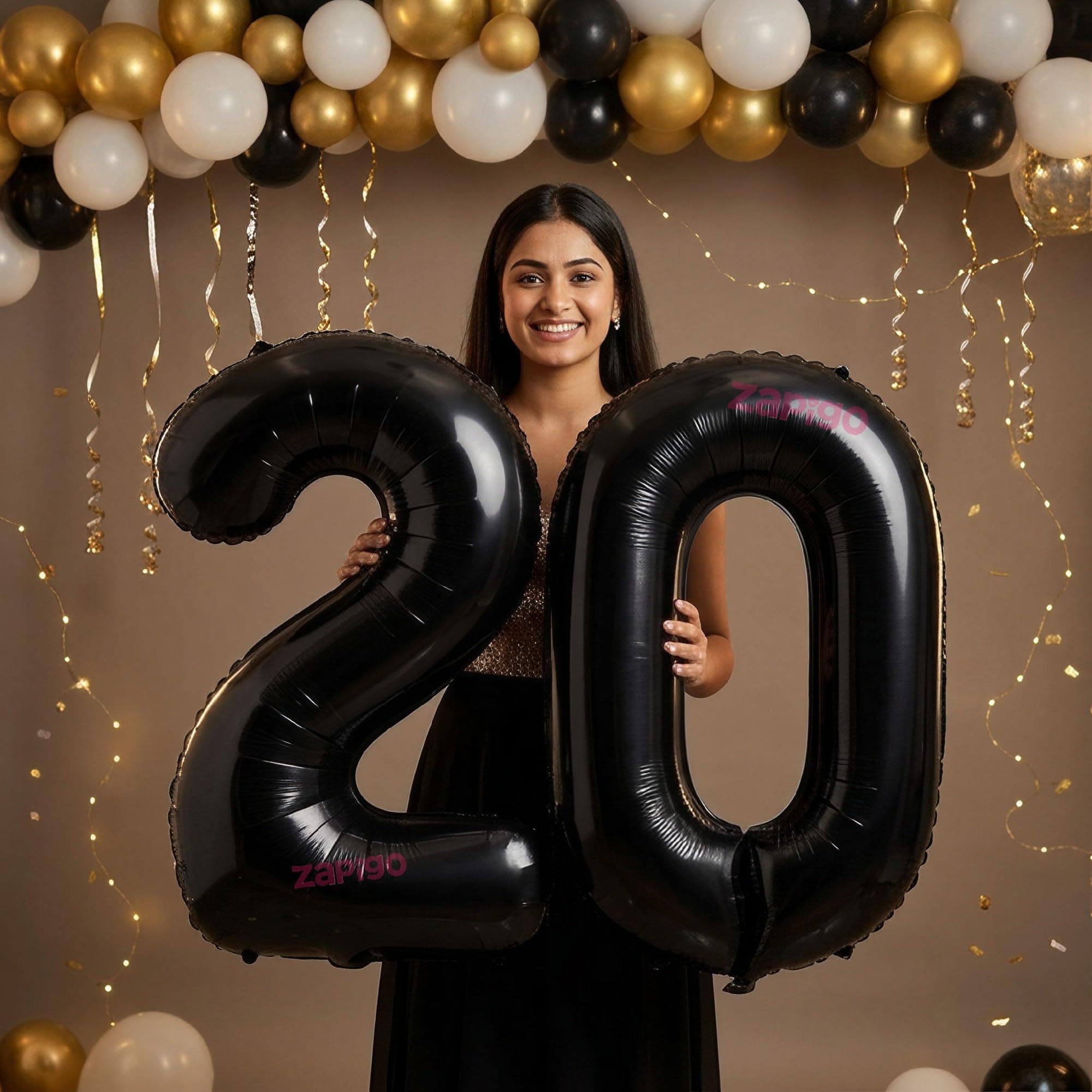 Balloonistics Black 40-Inch Foil Number 20 Balloon - Fill with Helium or Air for 20th Birthday, Anniversary Party Decoration, Photo Booth Backdrop, Cake Table Decor thumbnail 1