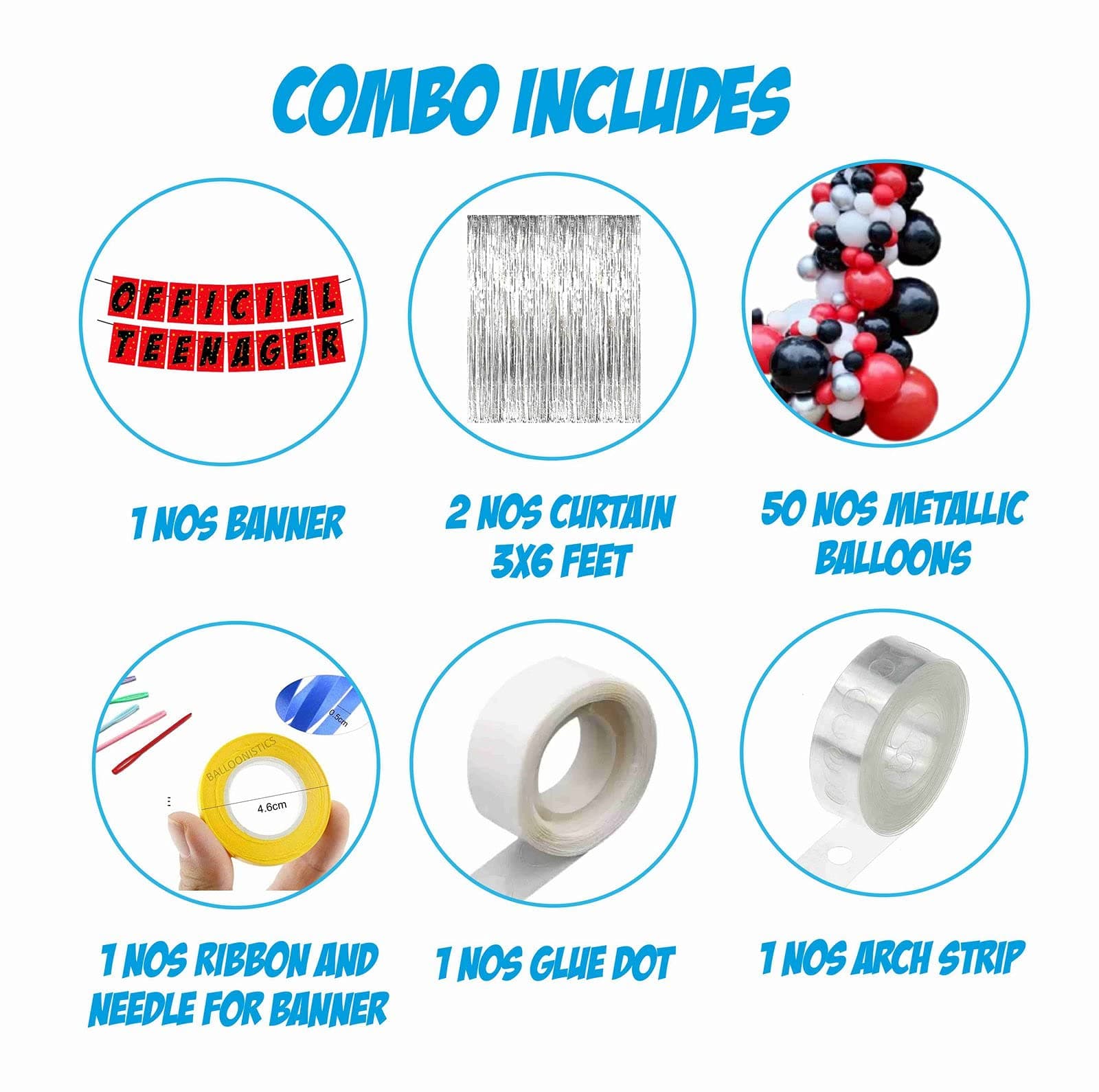 Balloonistics Official Teenager Theme Birthday Decoration Kit – Balloons, Banner & Party Supplies for 13th Birthday Celebration thumbnail 2