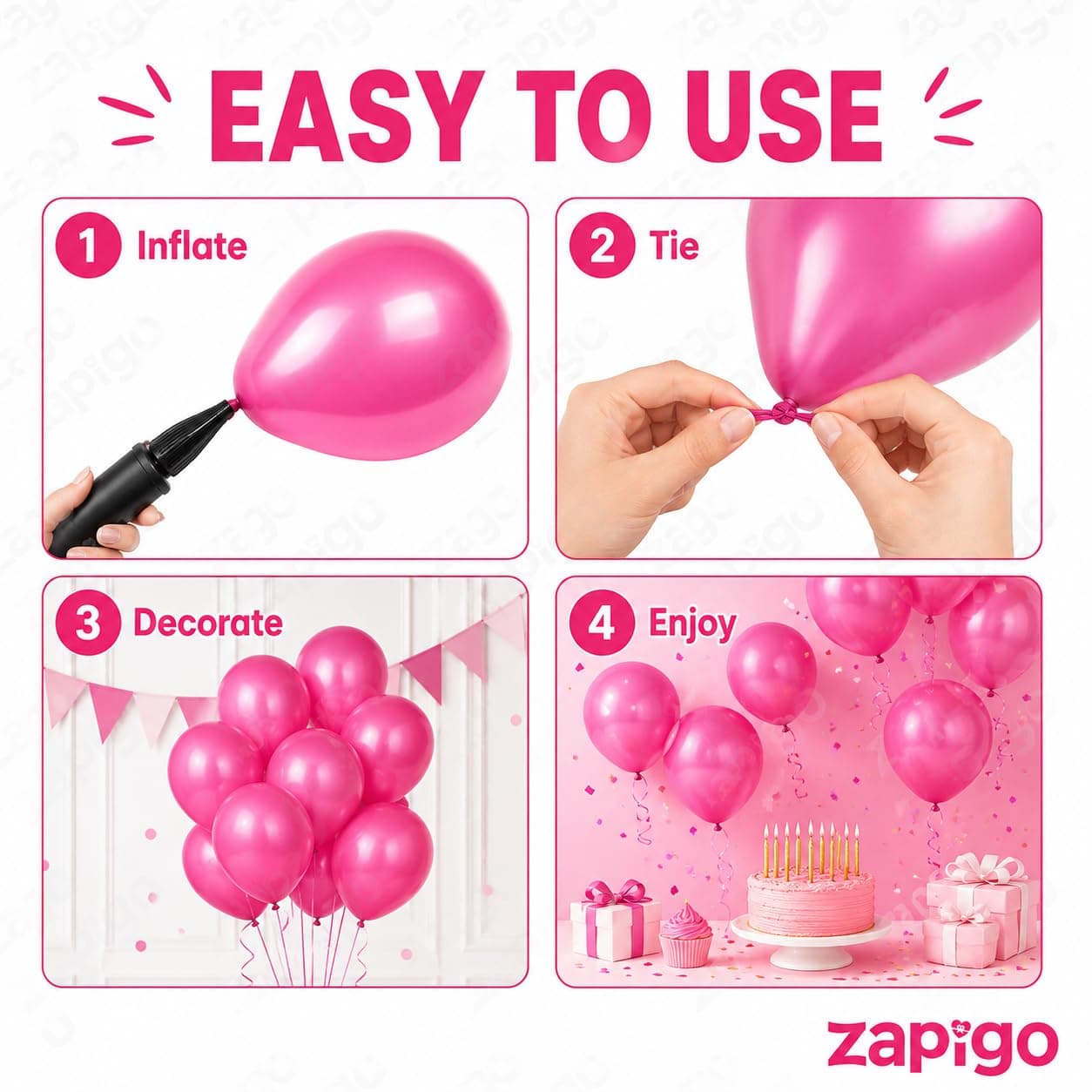 Balloonistics 50-Pack Metallic Pink Shiny Latex Balloons – HD Pink Balloons for Girls Birthday, Baby Shower, Bridal Shower & Pink Party Decoration thumbnail 7